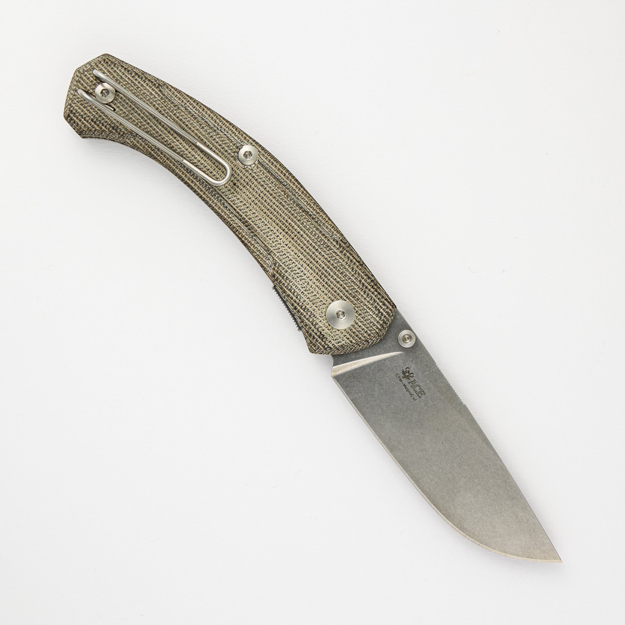 ACE Iona V2 - Green Linen Micarta - Stonewashed