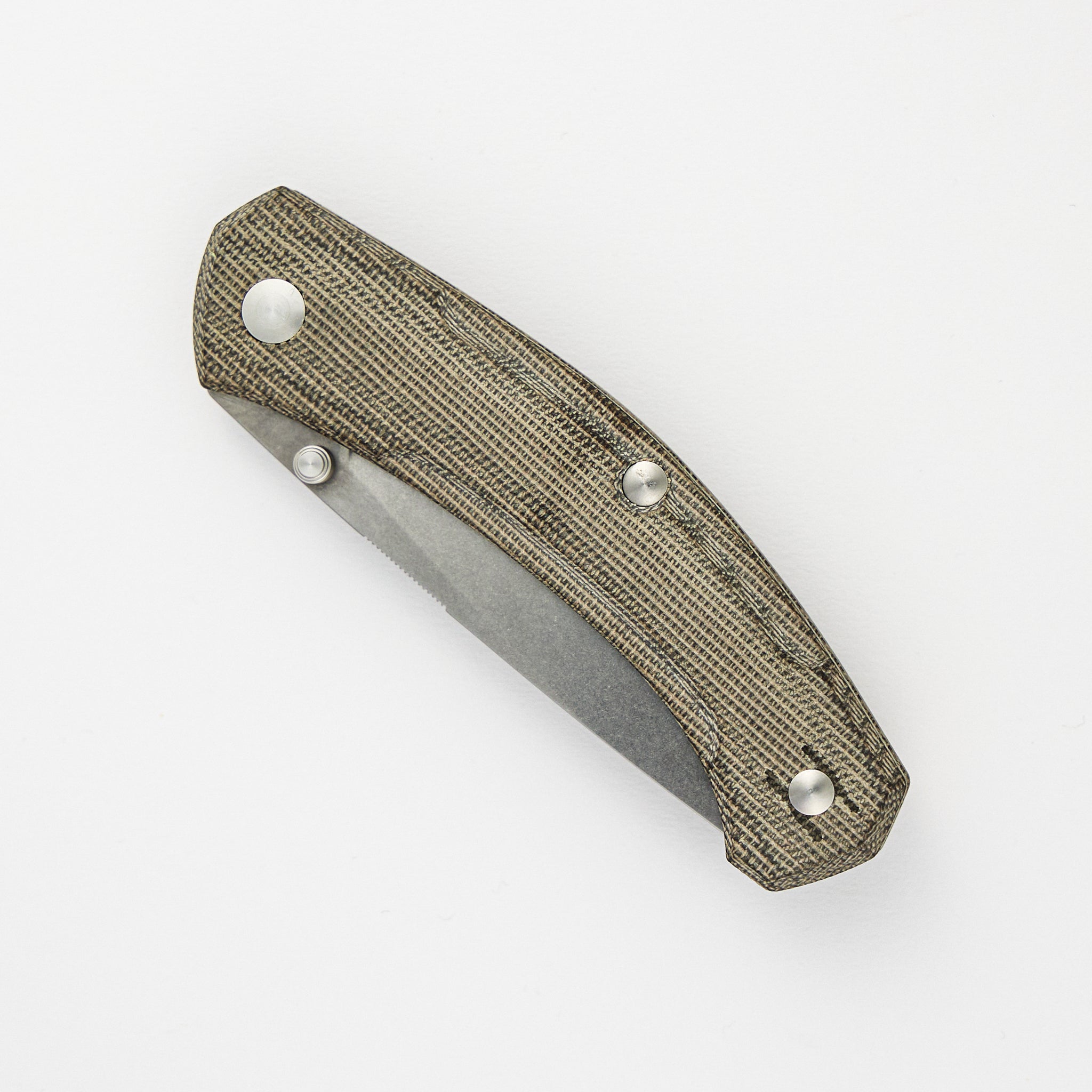 ACE Iona V2 - Green Linen Micarta - Stonewashed