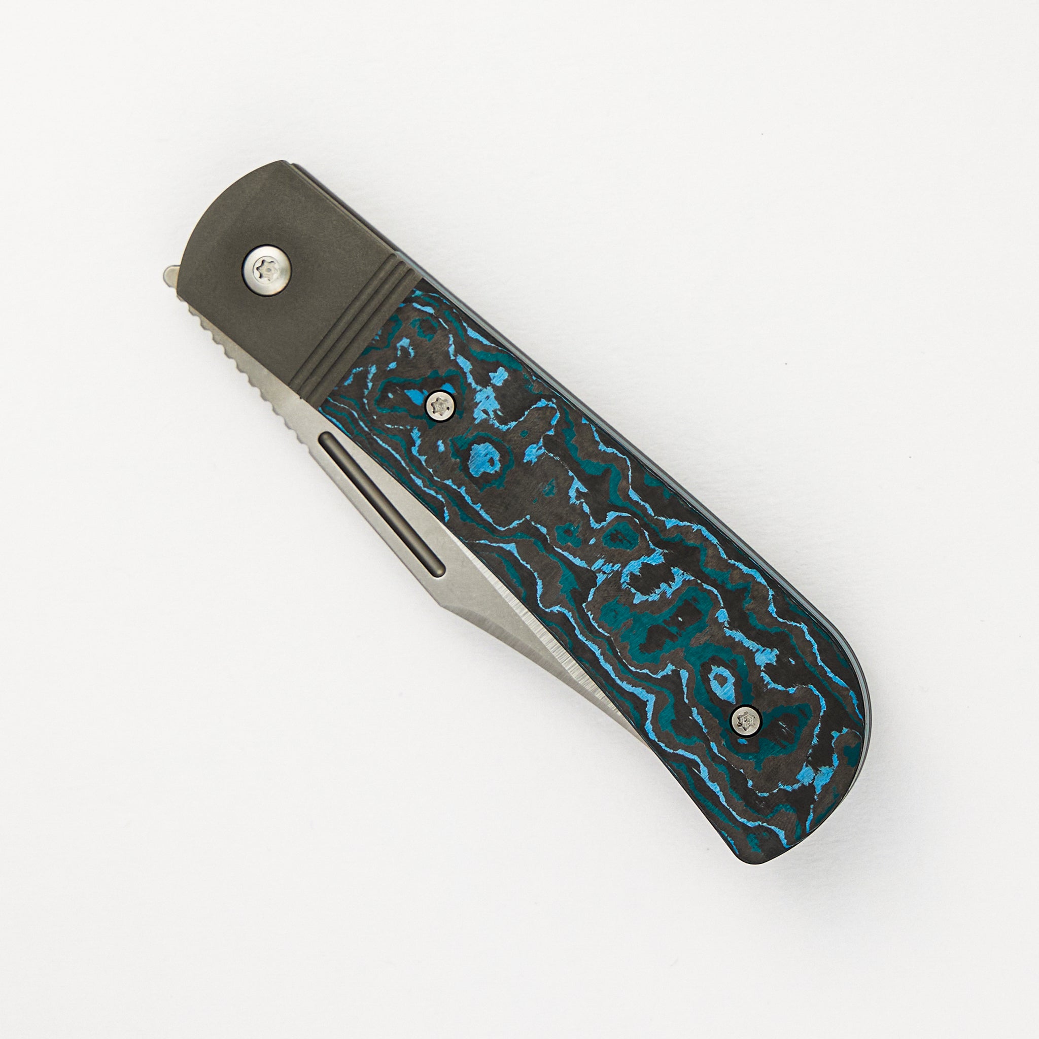 The Benny - Arctic Storm Fat Carbon Handle - Belt Satin Lannys Clip Blade