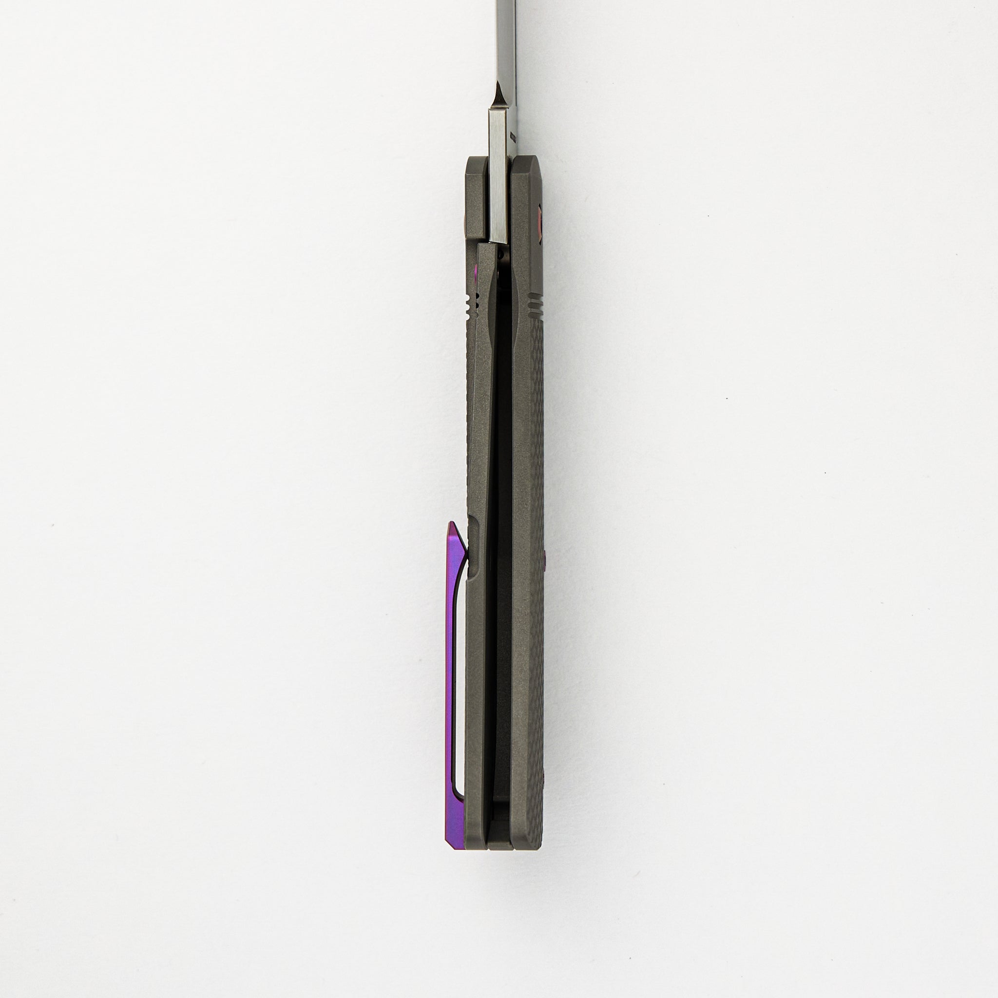 The Benny - Titanium Cross Hatch Handle - Hand Satin Lannys Clip Blade