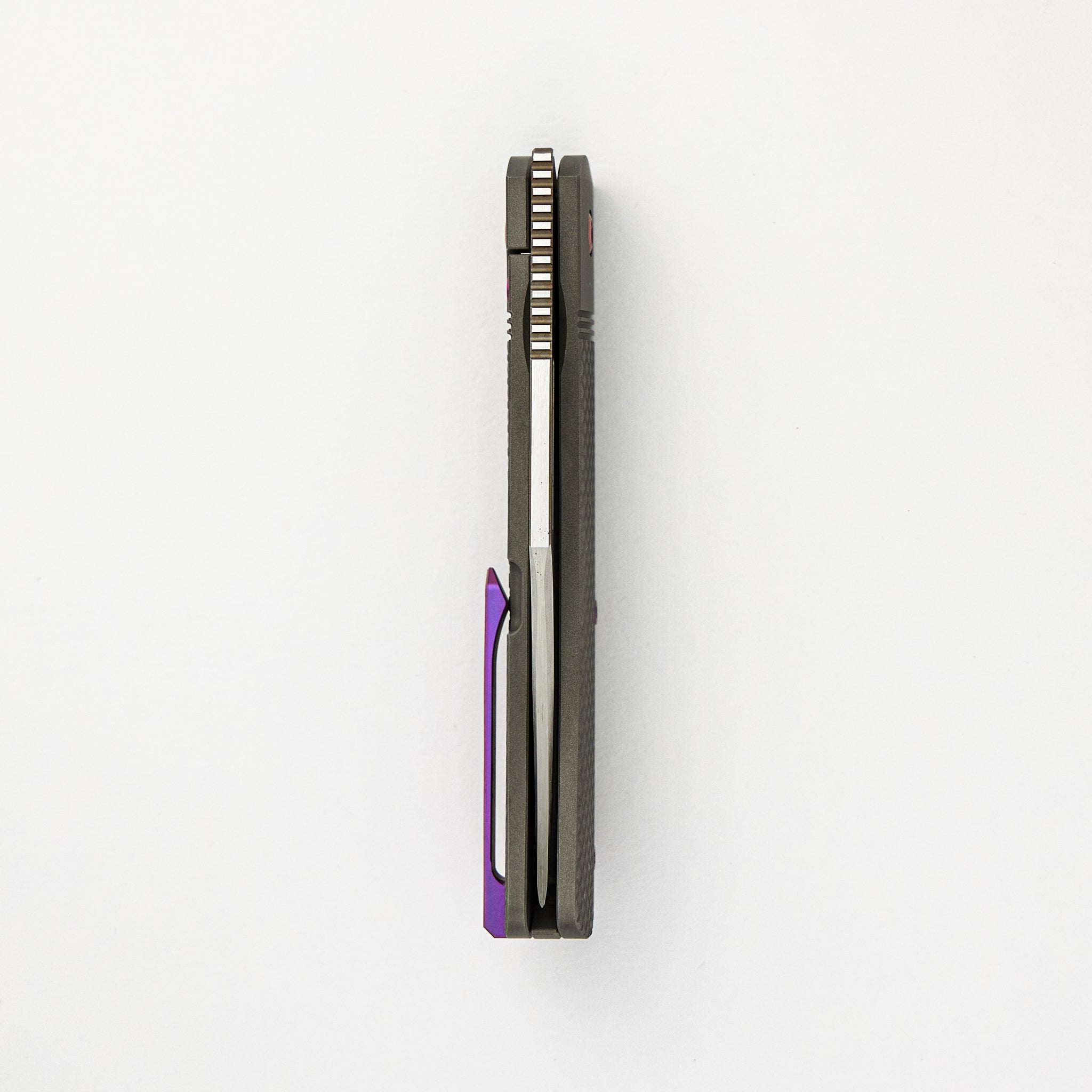 The Benny - Titanium Cross Hatch Handle - Hand Satin Lannys Clip Blade