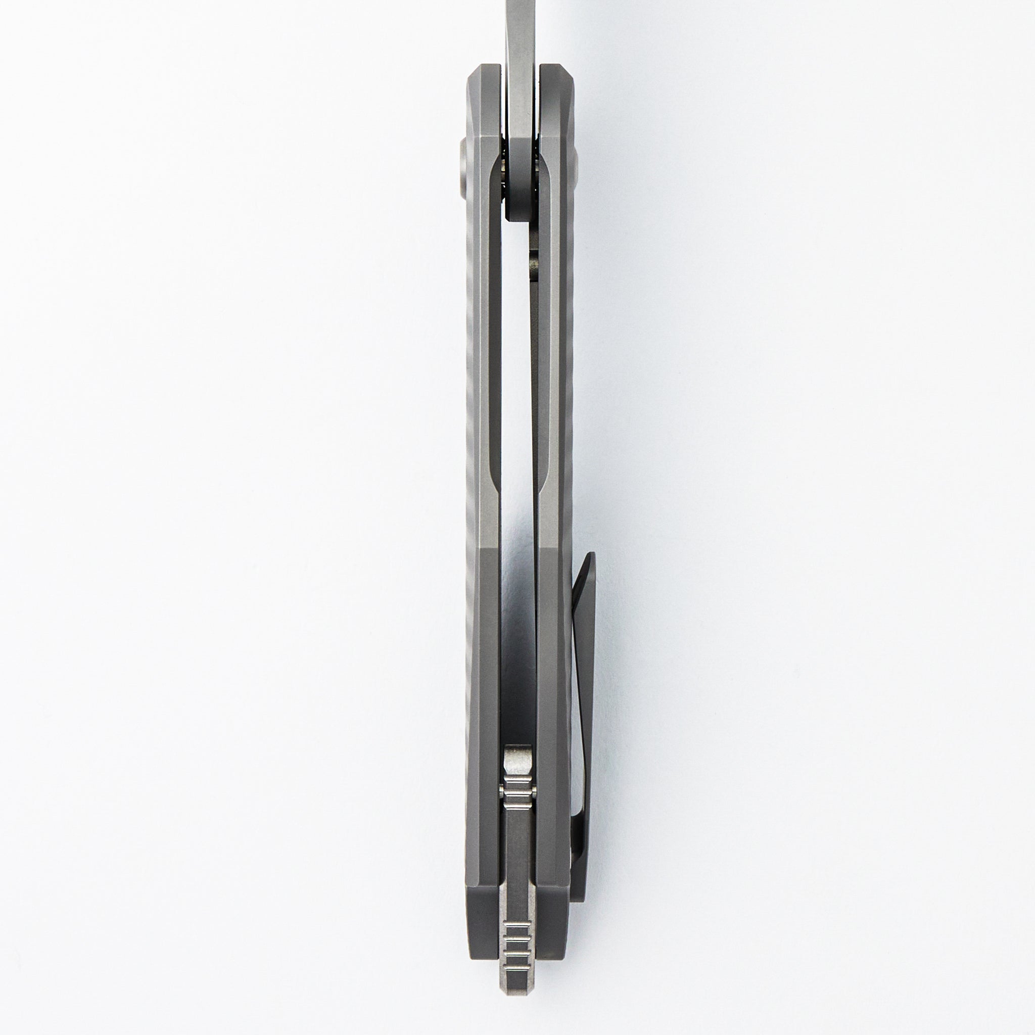 Arius - Plexa Titanium Handle - Silver Hardware - Burnished w/ Polished Flats M390 Blade