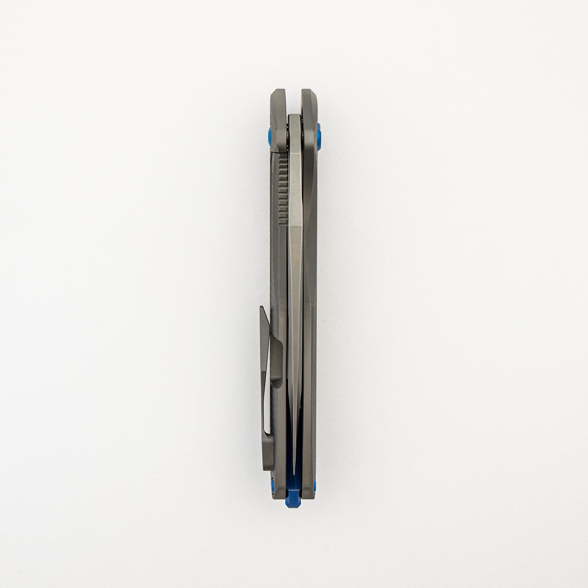 Arius - Corda Titanium Handle - Blue Hardware - Burnished W/ Polished Flats M398 Blade