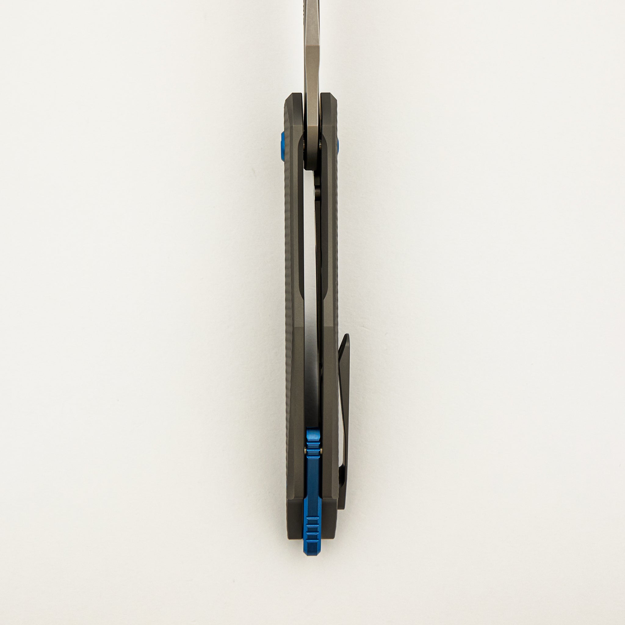 Arius - Corda Titanium Handle - Blue Hardware - Burnished W/ Polished Flats M390 Blade