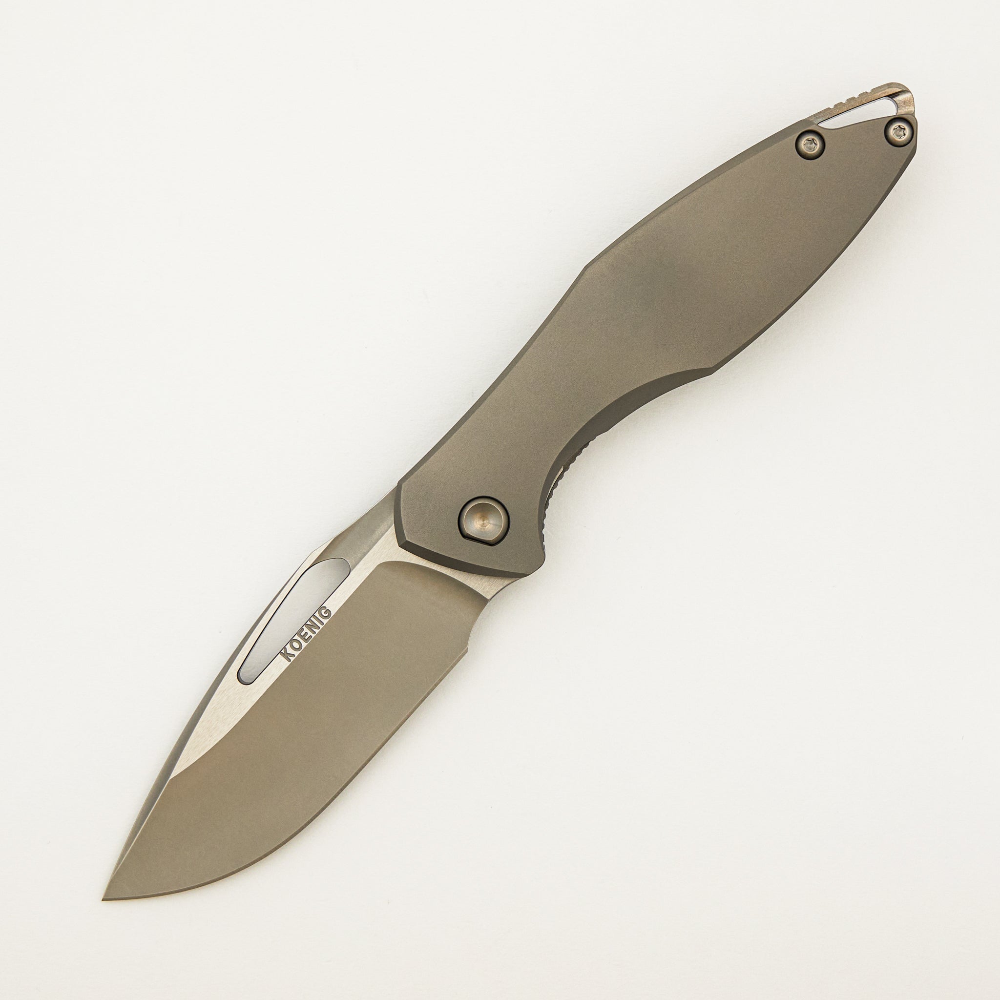 Arius - Non Flipper - Smooth Titanium Handle - Silver Hardware - Burnished W/ Polished Flats M390 Blade