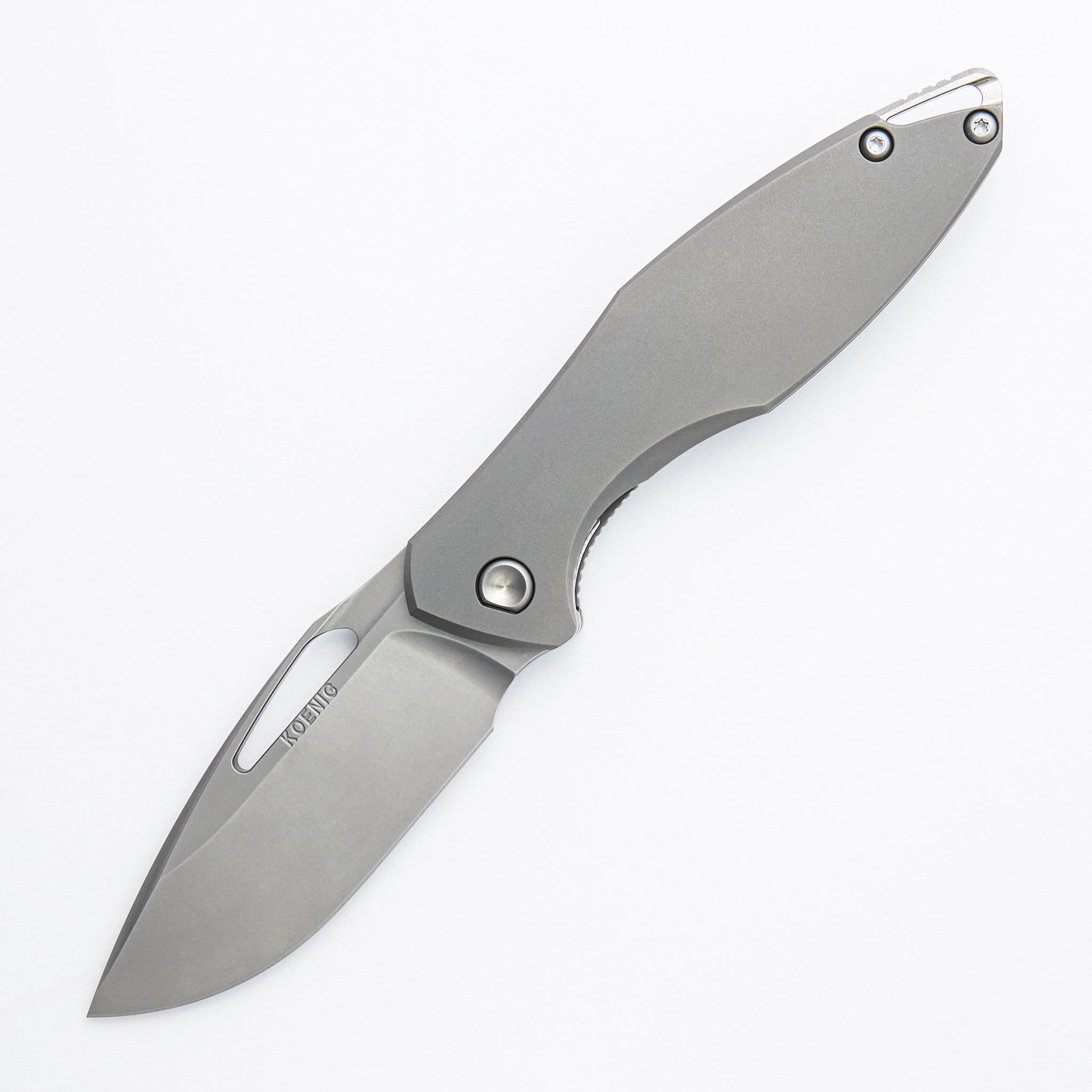 Arius - Non-Flipper - Smooth Titanium Handle - Silver Hardware - Burnished M390 Blade