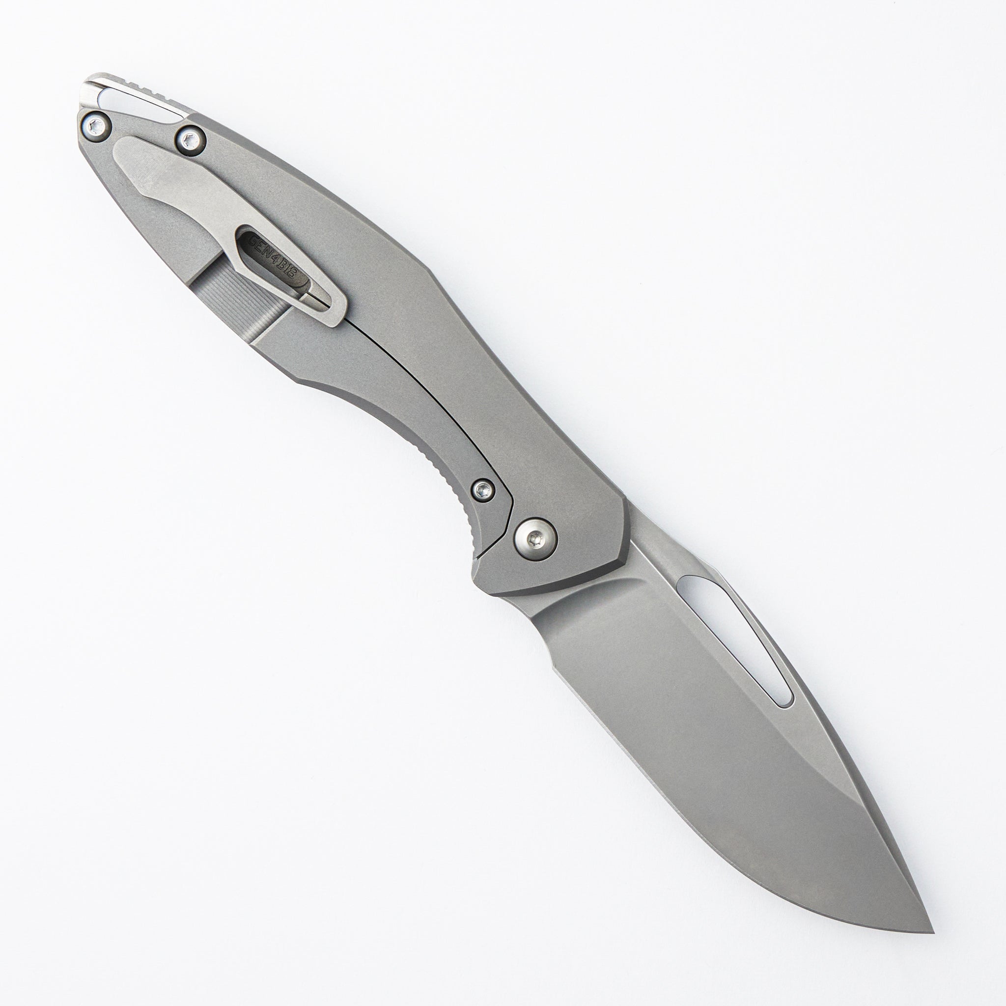 Arius - Non-Flipper - Smooth Titanium Handle - Silver Hardware - Burnished M390 Blade