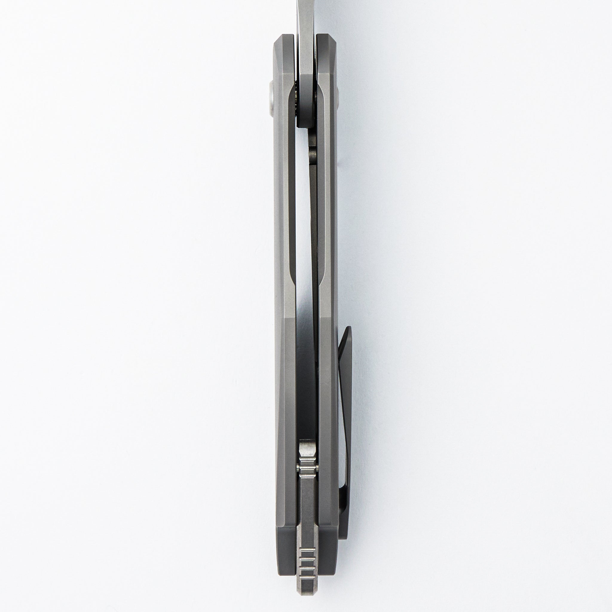 Arius - Non-Flipper - Smooth Titanium Handle - Silver Hardware - Burnished M390 Blade