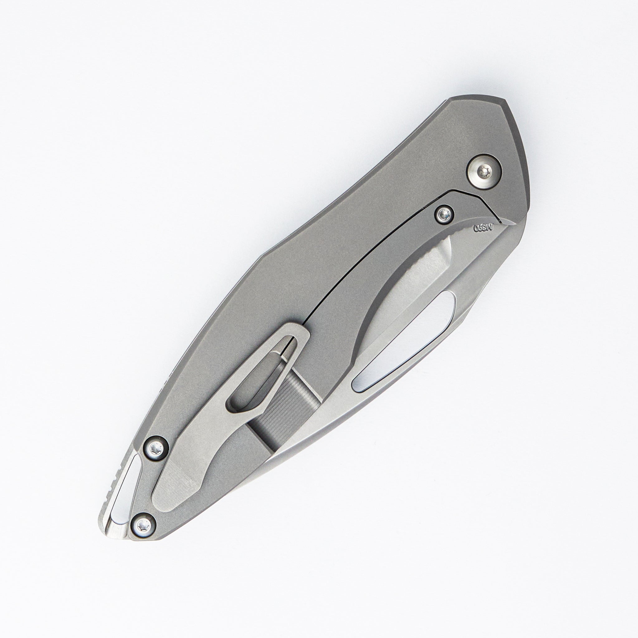 Arius - Non-Flipper - Smooth Titanium Handle - Silver Hardware - Burnished M390 Blade