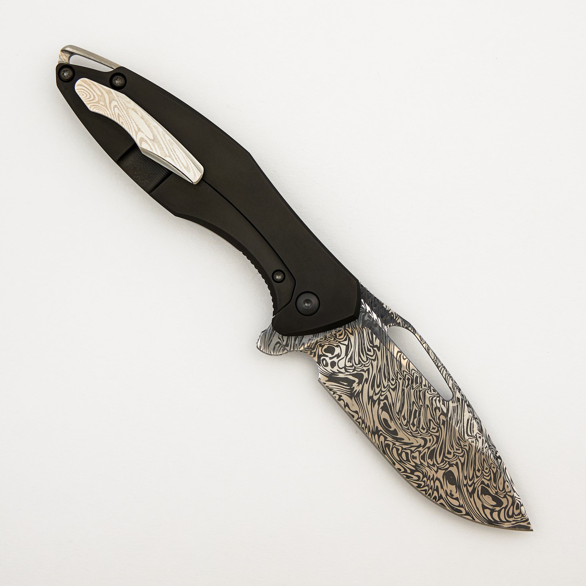 Custom Arius Style 55 - Mirror Damasteel Blade - DLC 55 Titanium Handle
