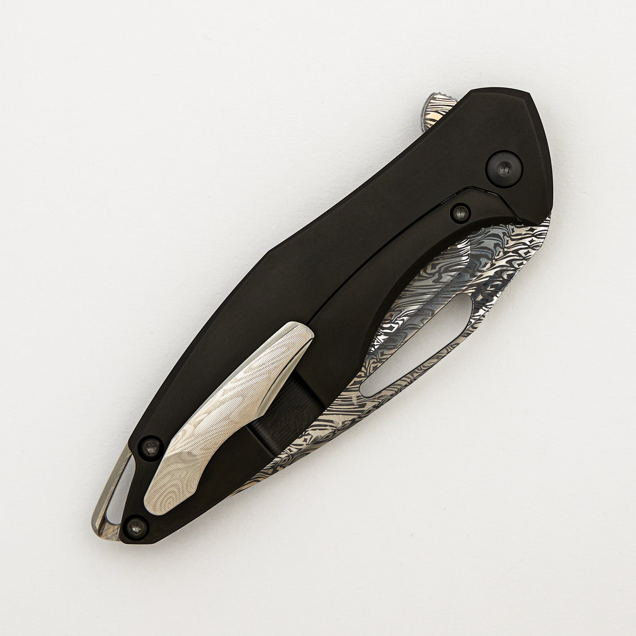 Custom Arius Style 55 - Mirror Damasteel Blade - DLC 55 Titanium Handle