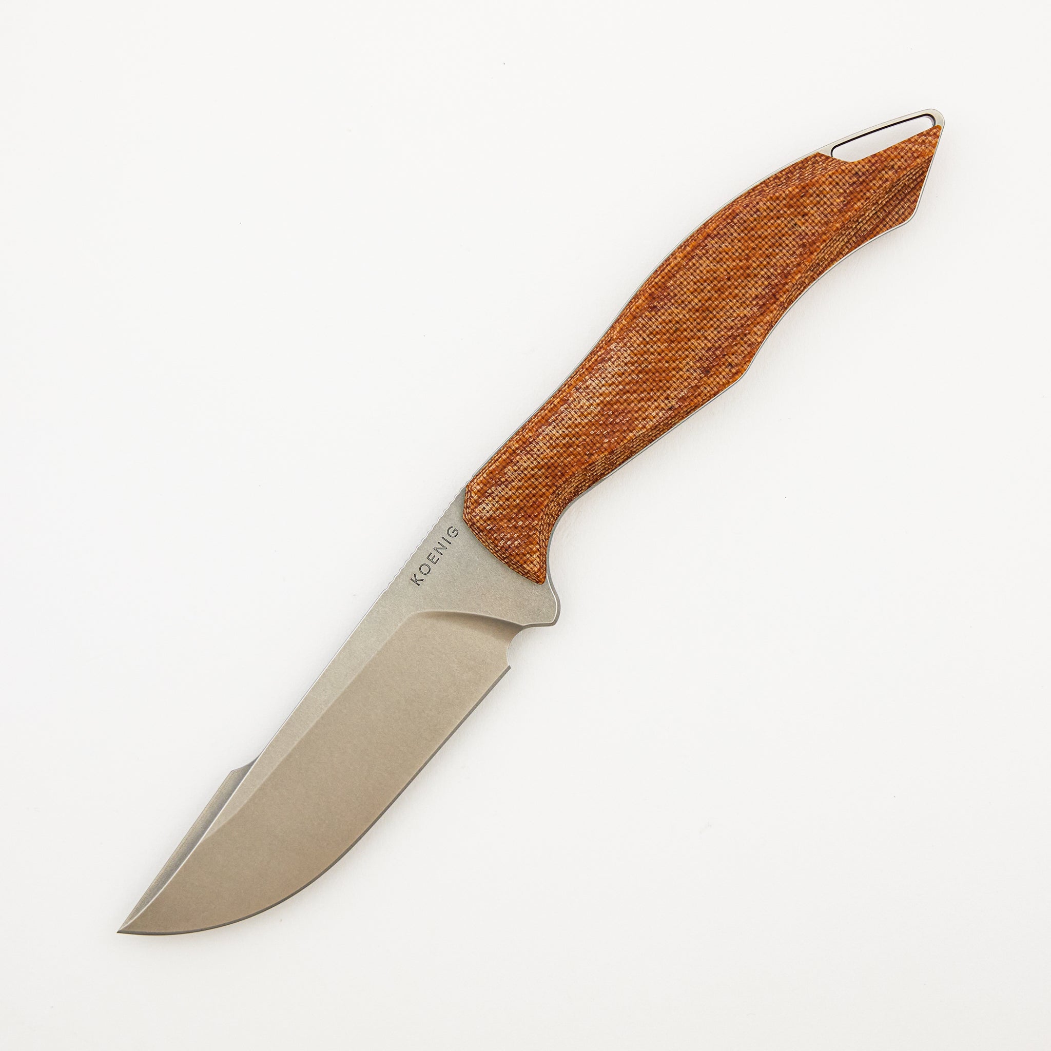 Helo - Tan Canvas Patterned Micarta Handle - Brightwashed MagnaCut Blade