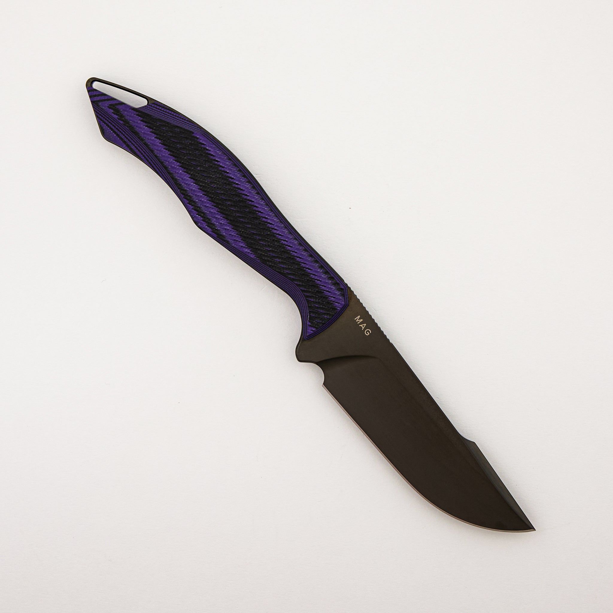 Helo - Black and Purple G10 Handle - Raw DLC MagnaCut Blade