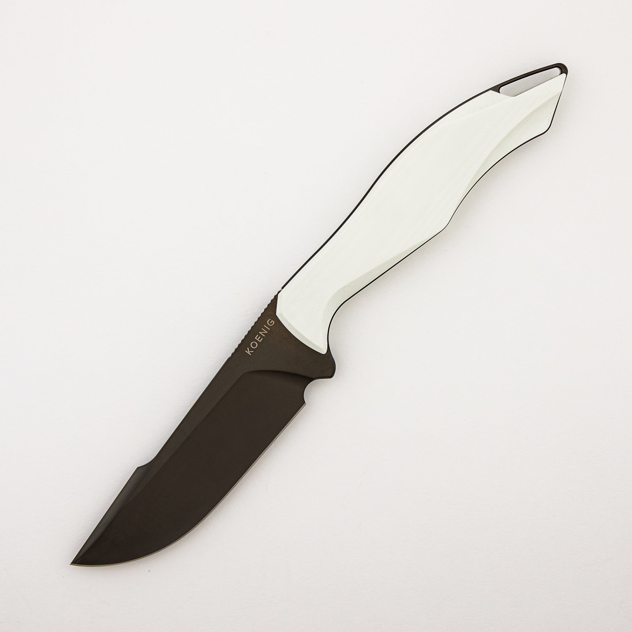 Helo - White G10 Handle - Raw DLC MagnaCut Blade