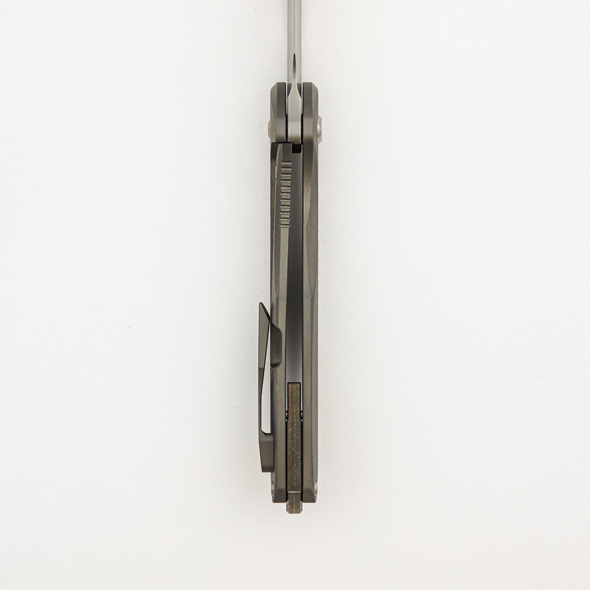 Mini Arius - Non Flipper - Patterned Titanium Handle - Silver Hardware - Burnished W/ Polished Flats M390 Blade