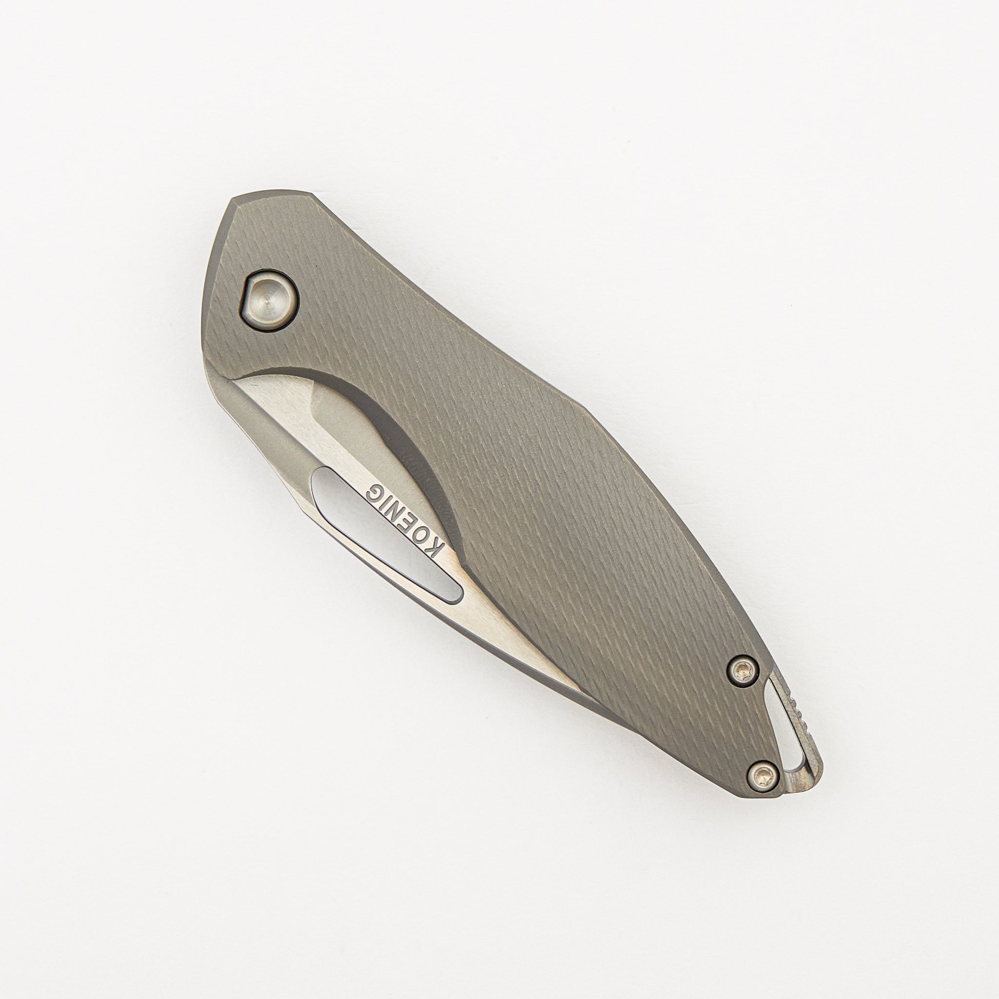 Mini Arius - Non Flipper - Corda Titanium Handle - Silver Hardware - Burnished W/ Polished Flats M390 Blade