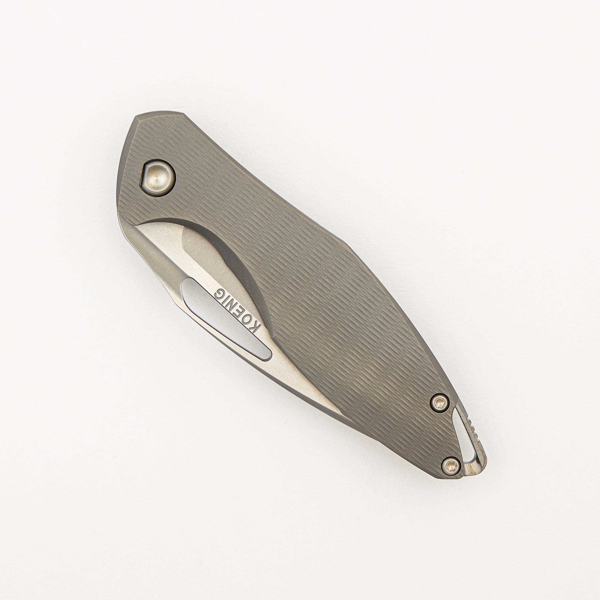 Mini Arius - Non Flipper - Plexa Titanium Handle - Silver Hardware - Burnished W/ Polished Flats M390 Blade