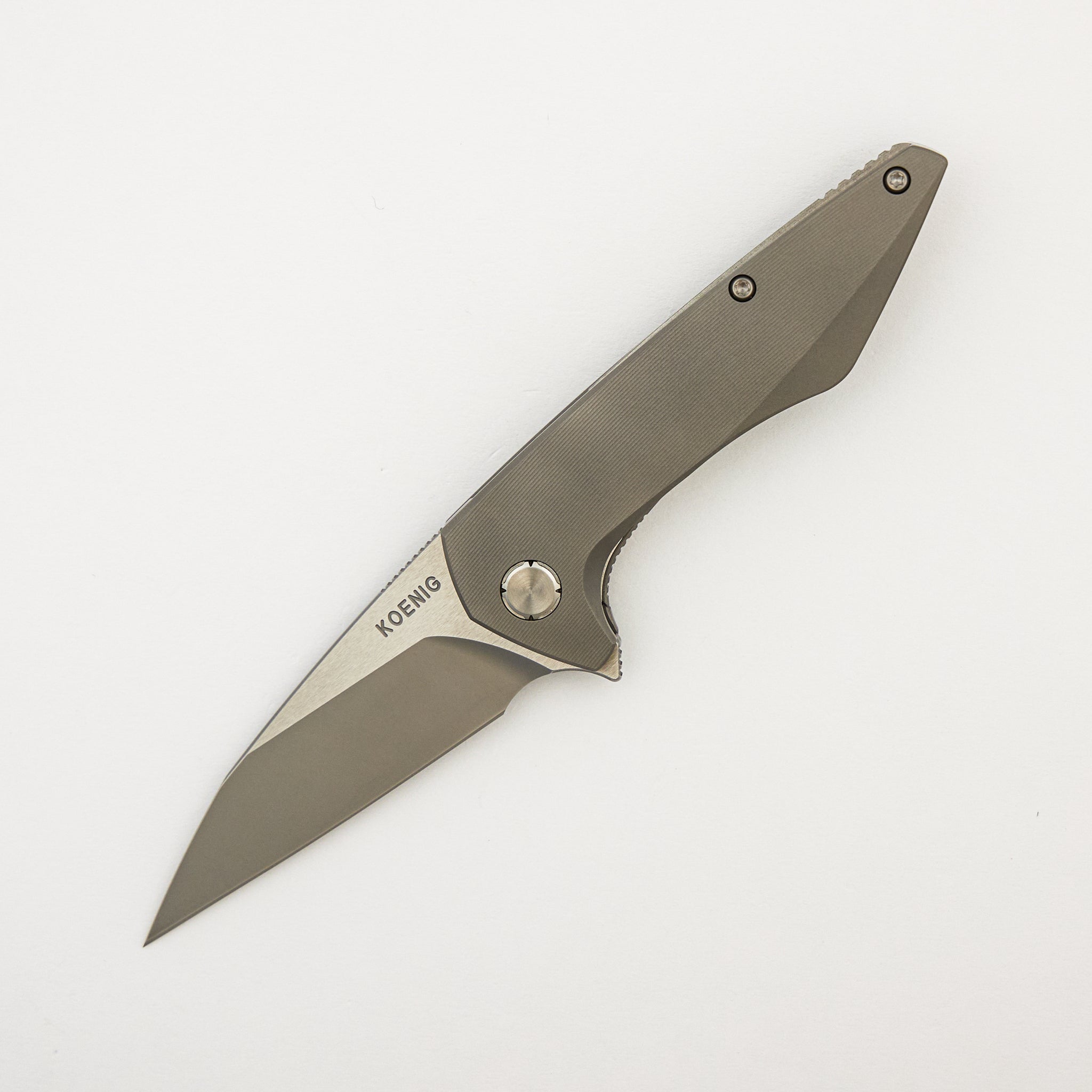 Mini Goblin - Smooth Titanium Handle - Silver Hardware - Burnished w/ Polished Flats M390 Blade