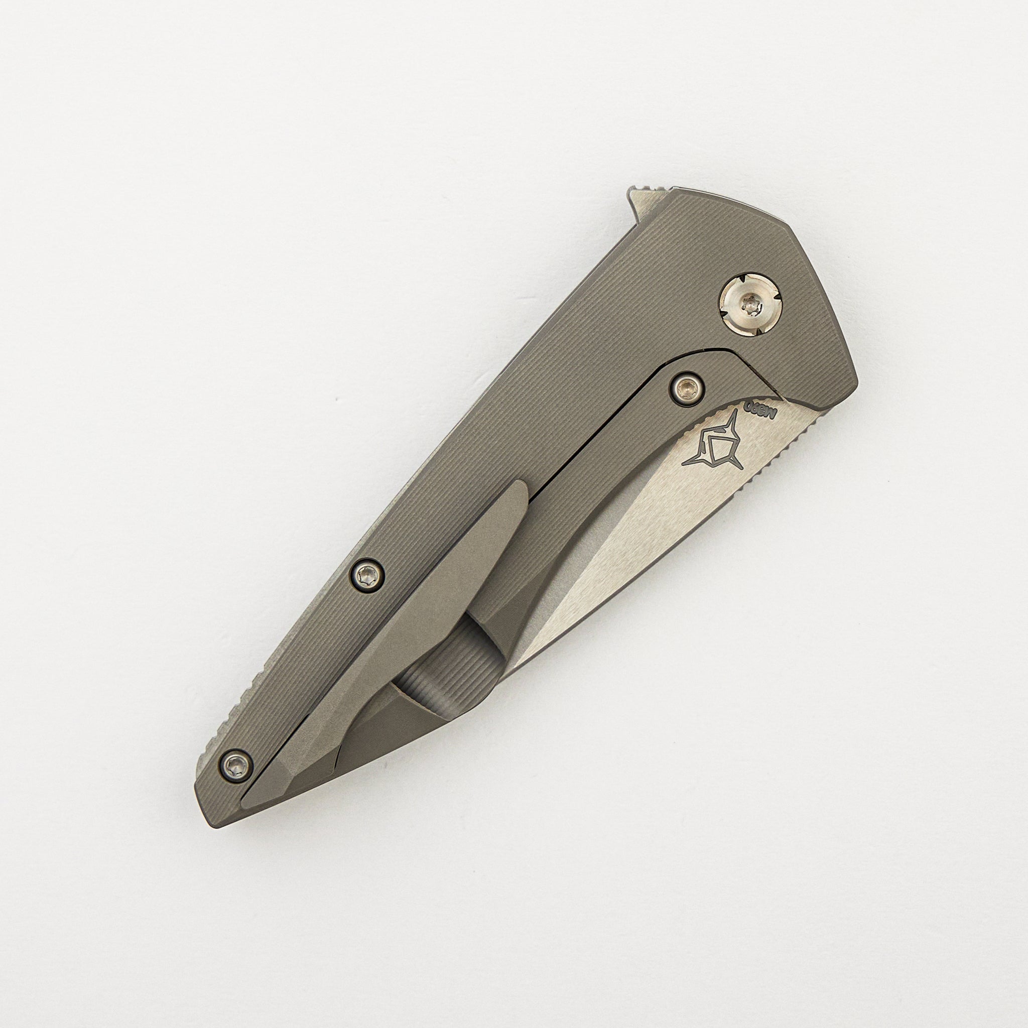 Mini Goblin - Smooth Titanium Handle - Silver Hardware - Burnished w/ Polished Flats M390 Blade
