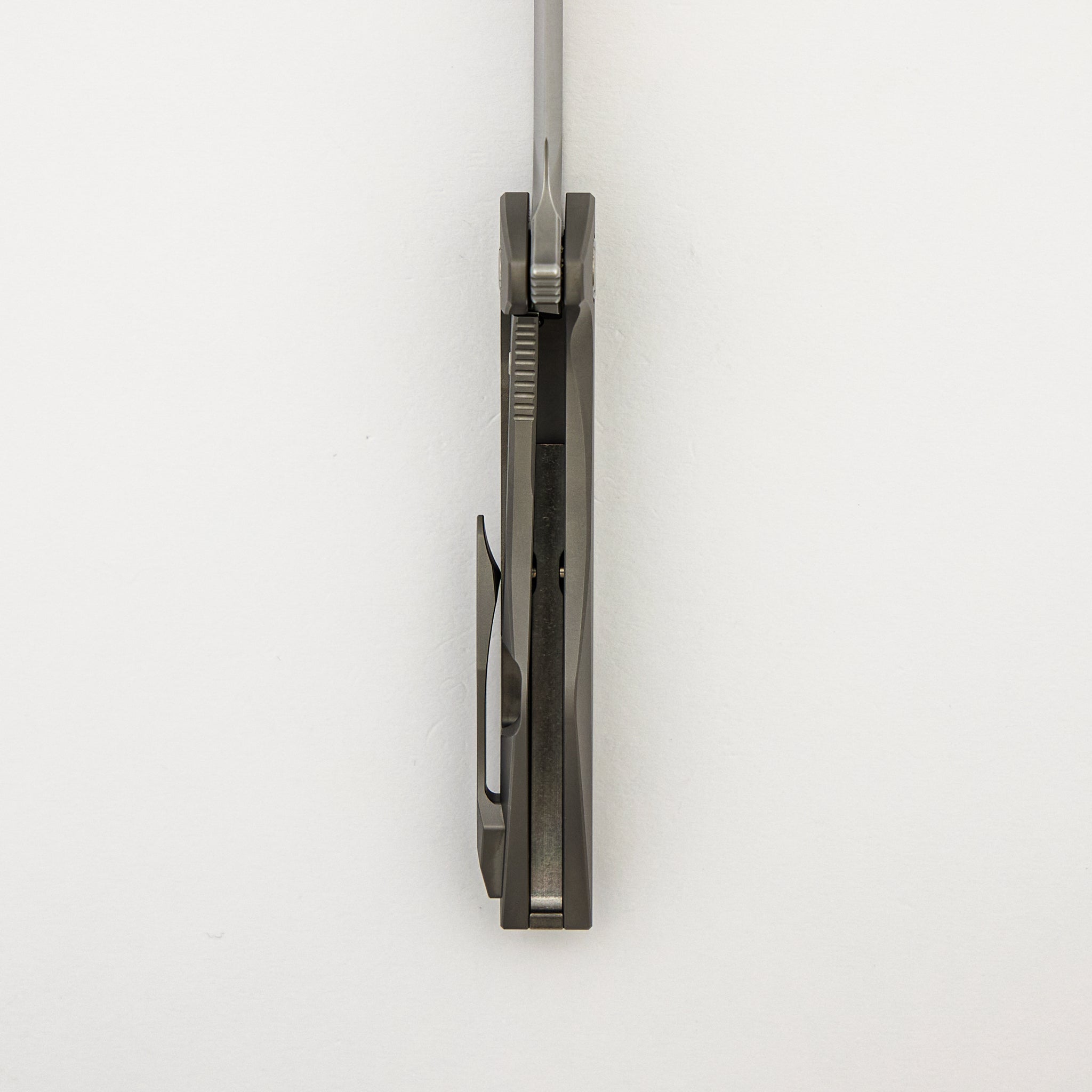 Mini Goblin - Smooth Titanium Handle - Silver Hardware - Burnished w/ Polished Flats M390 Blade