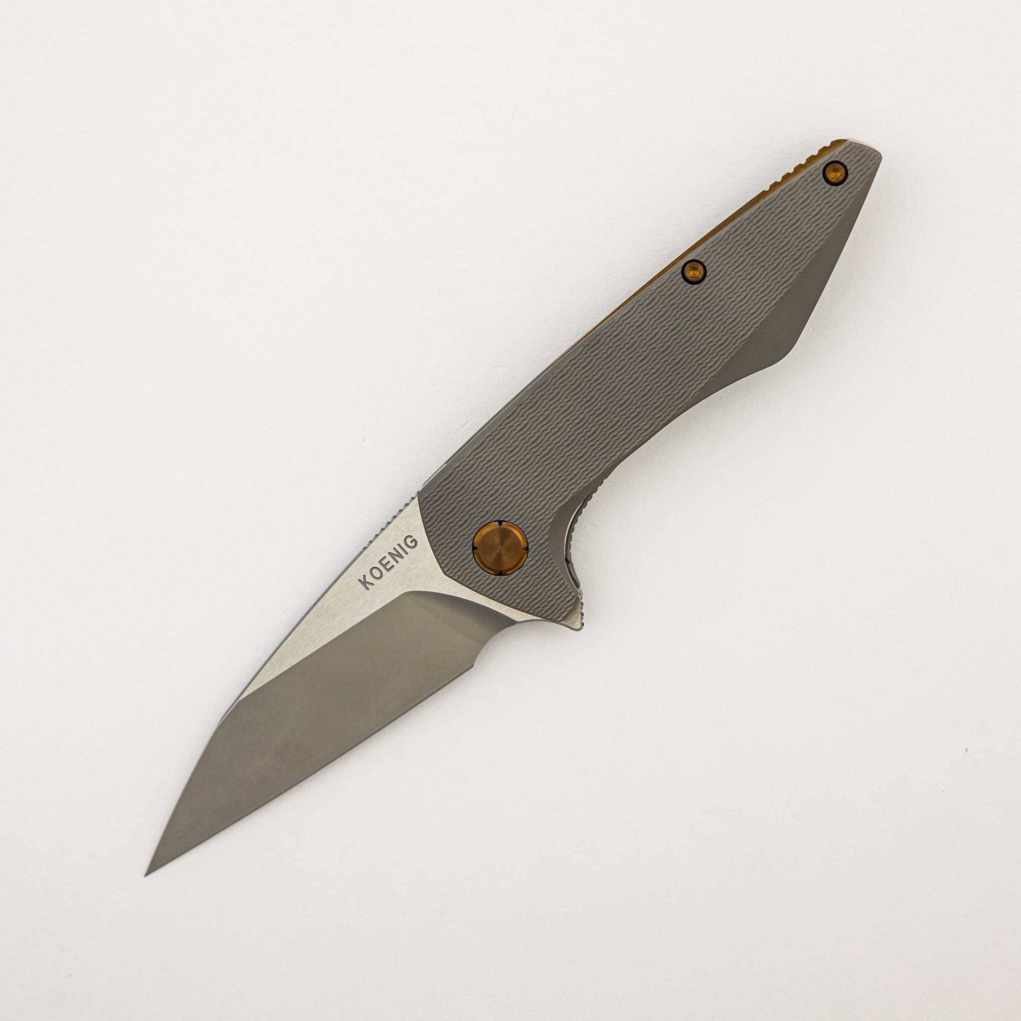 Mini Goblin - PCF Pattern Titanium Handle - Bronze Hardware - Burnished w/ Polished Flats M390 Blade