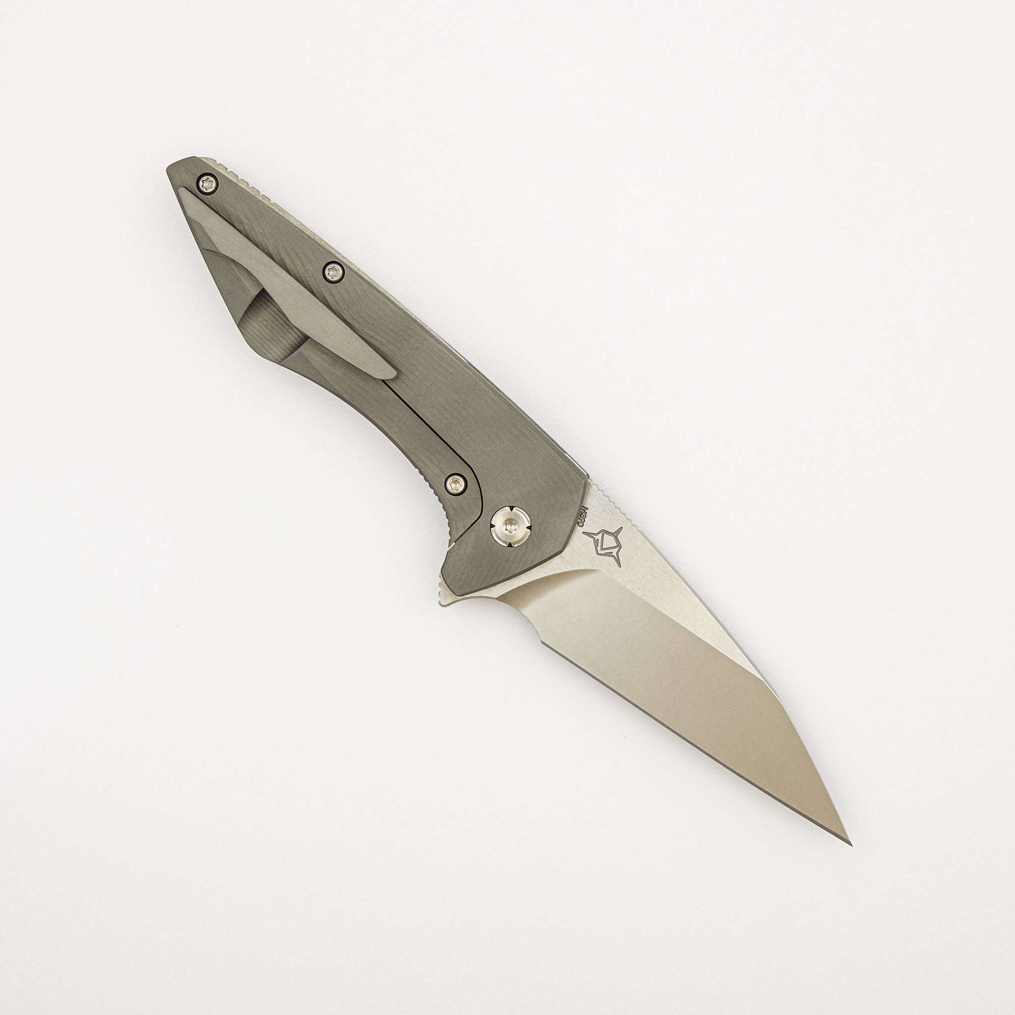 Mini Goblin - Sea Pattern Titanium Handle - Brightwashed W/ Polished Flats M390 Blade
