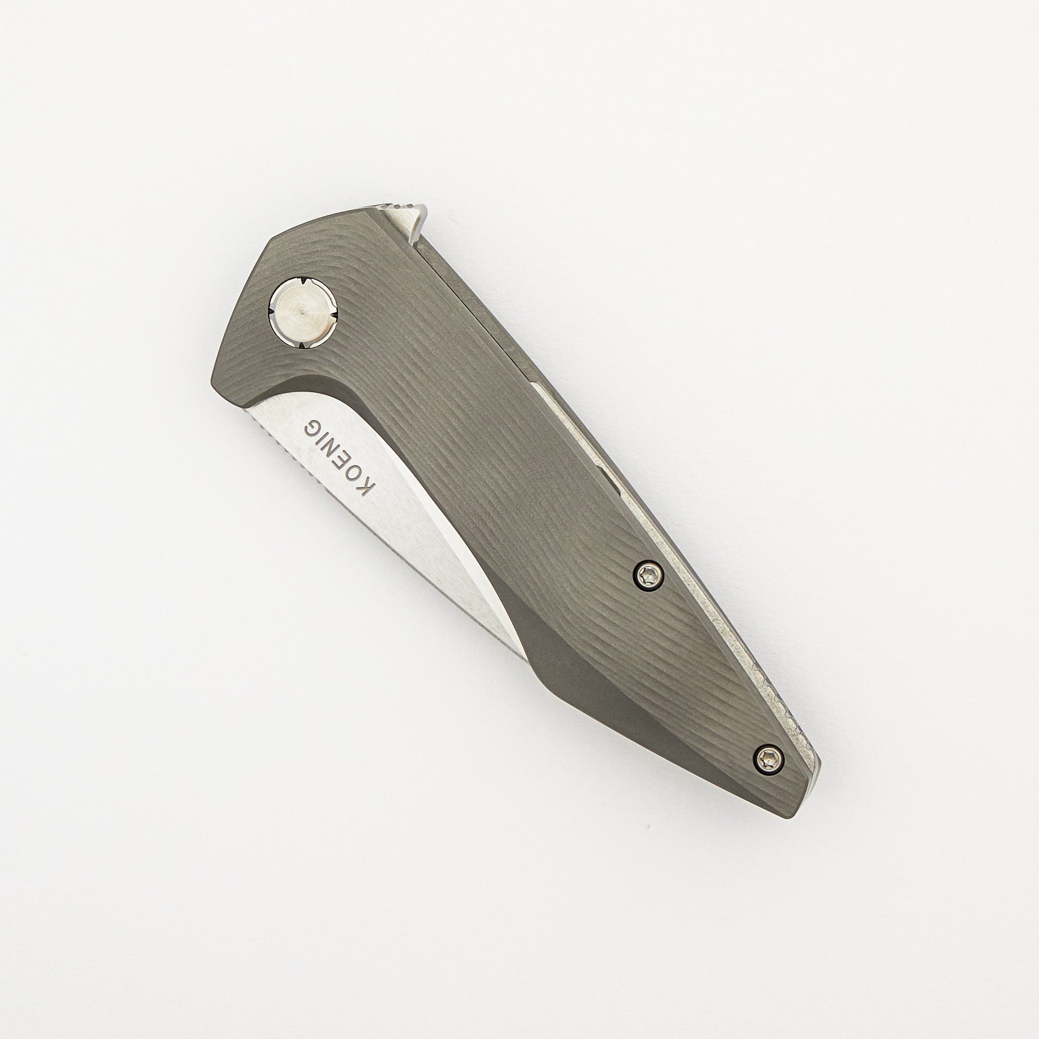 Mini Goblin - Sea Pattern Titanium Handle - Brightwashed W/ Polished Flats M390 Blade