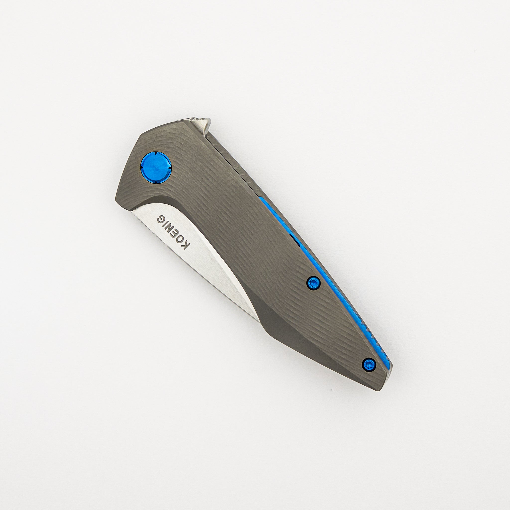 Mini Goblin - Sea Pattern Titanium Handle - Brightwashed W/ Polished Flats M390 Blade