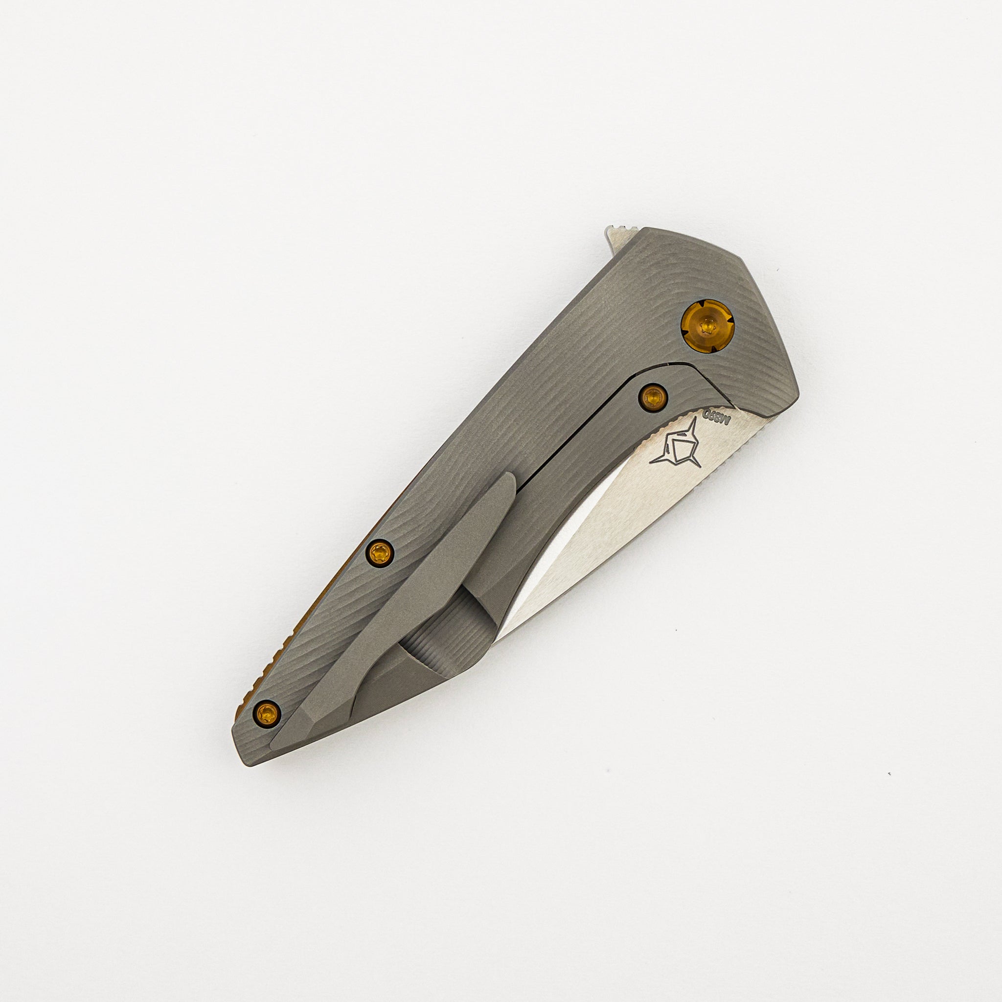 Mini Goblin - Sea Pattern Titanium Handle - Brightwashed W/ Polished Flats M390 Blade
