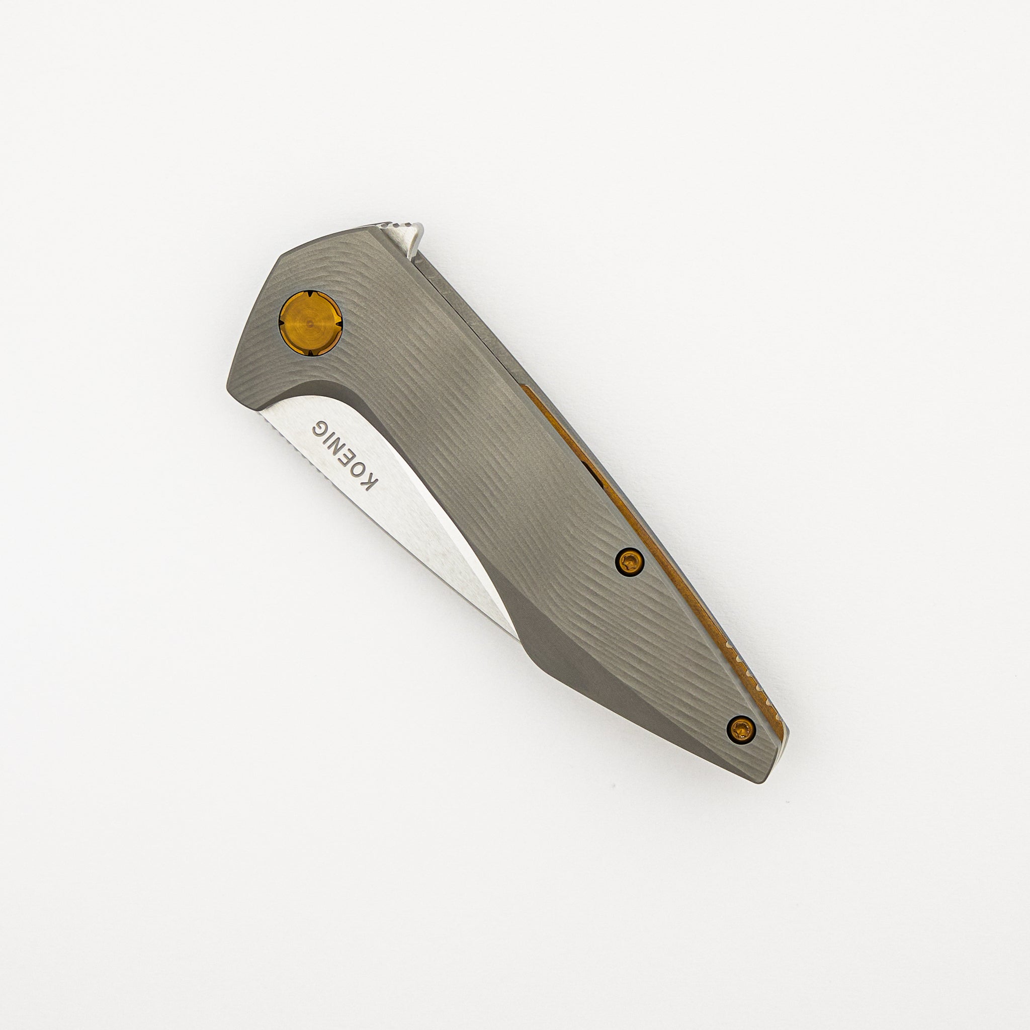 Mini Goblin - Sea Pattern Titanium Handle - Brightwashed W/ Polished Flats M390 Blade