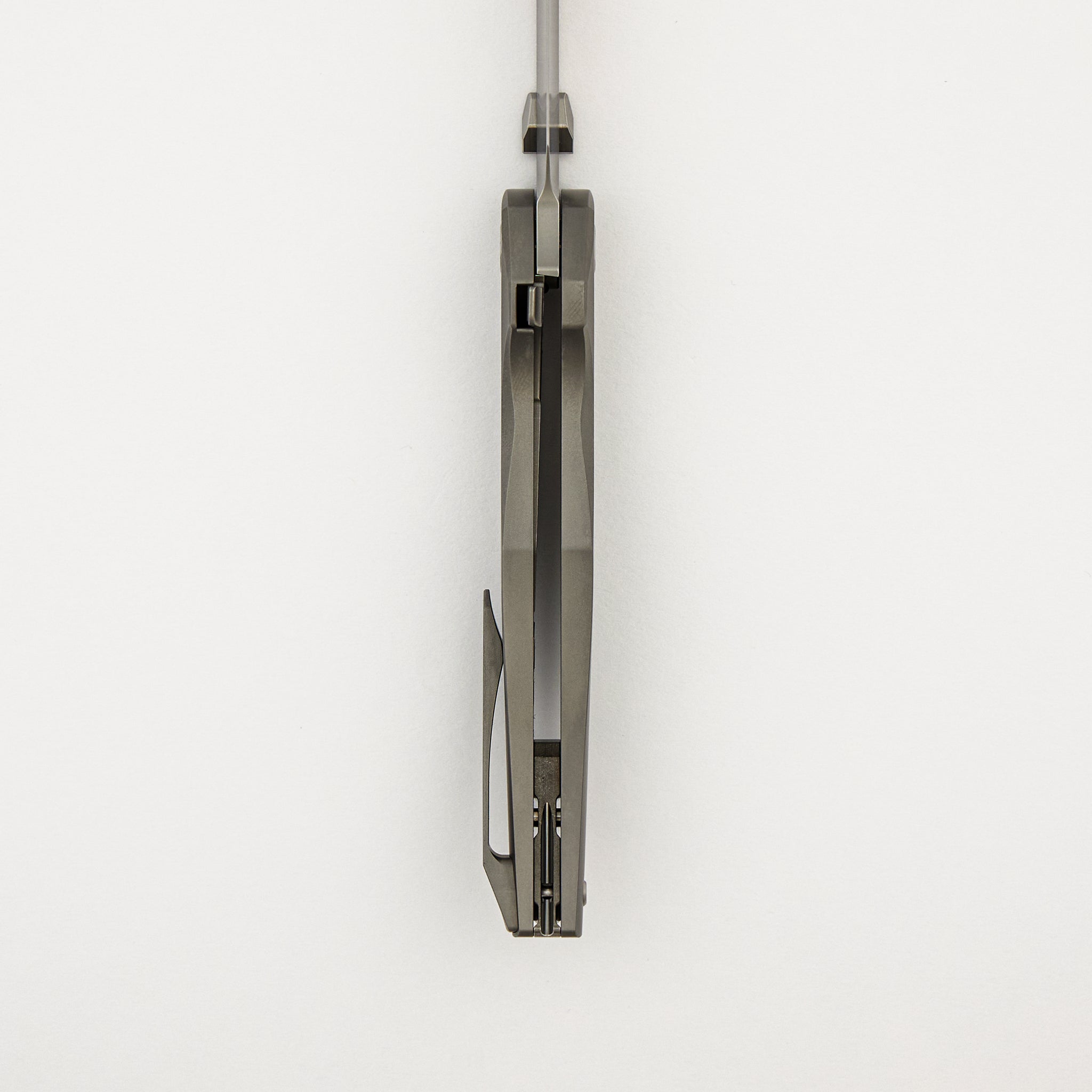 Xenon - Smooth Titanium Handle - Silver Hardware - Burnished W/ Polished Flats M390 Blade