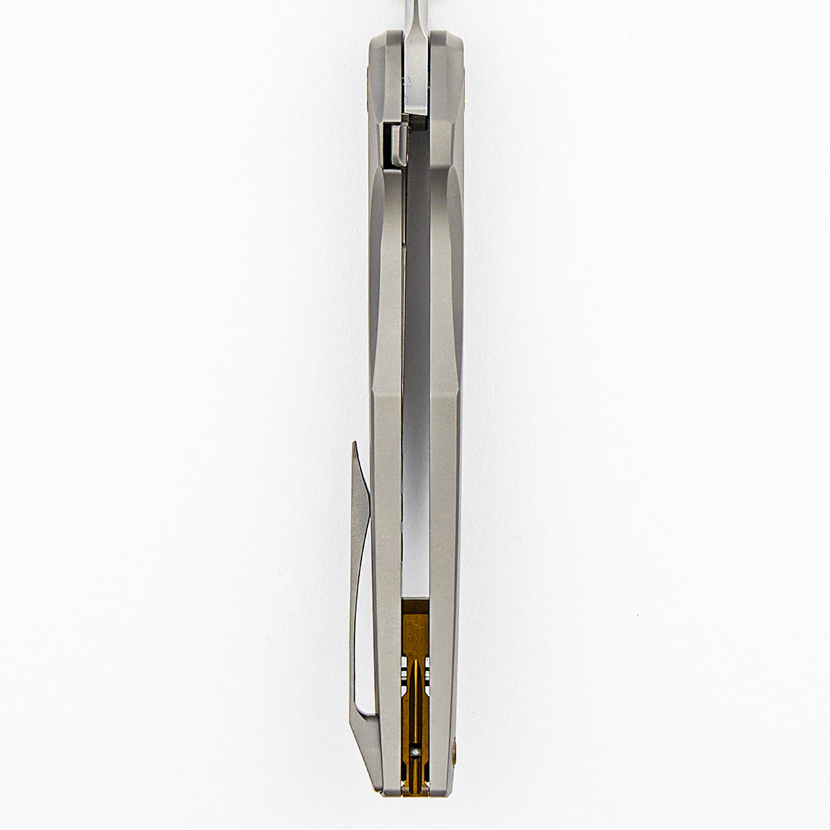 Xenon - Smooth Titanium Handle - Bronze Hardware - Burnished W/ Polished Flats M390 Blade
