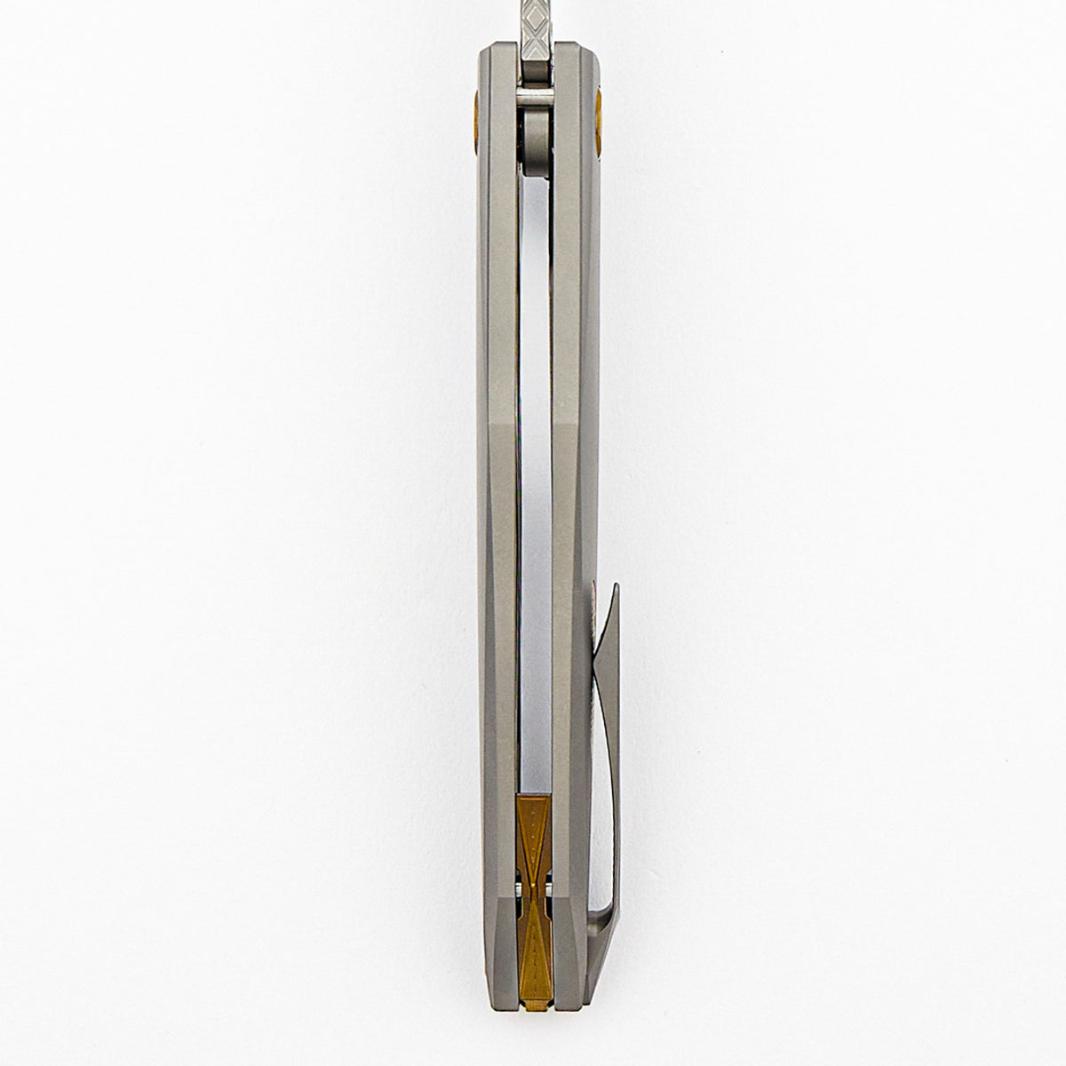 Xenon - Smooth Titanium Handle - Bronze Hardware - Burnished W/ Polished Flats M390 Blade