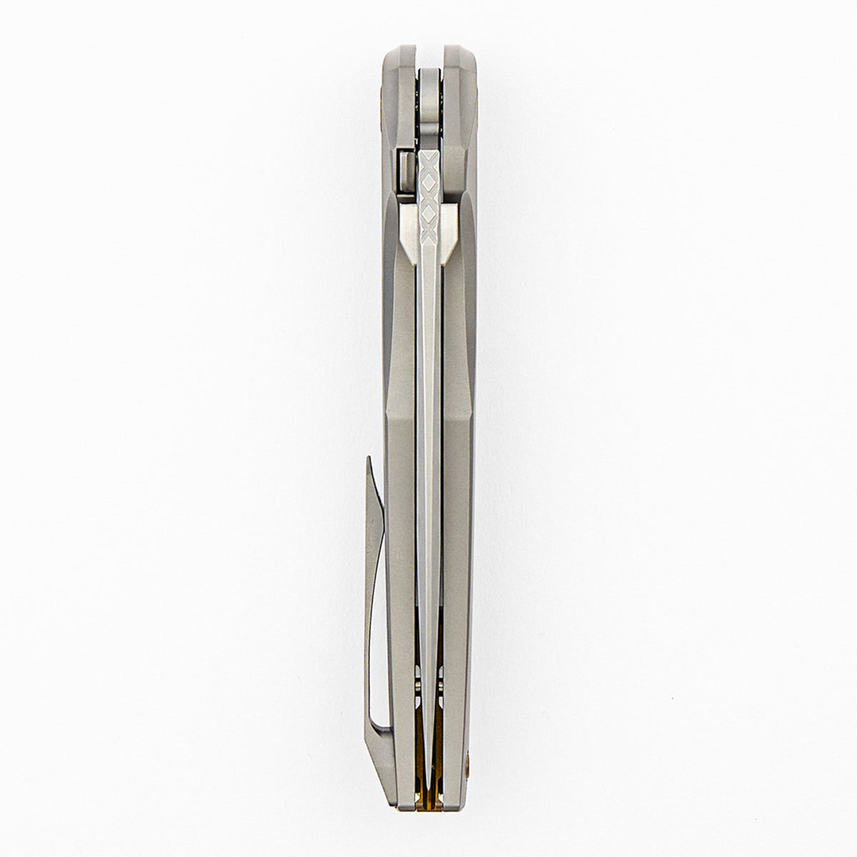 Xenon - Smooth Titanium Handle - Bronze Hardware - Burnished W/ Polished Flats M390 Blade