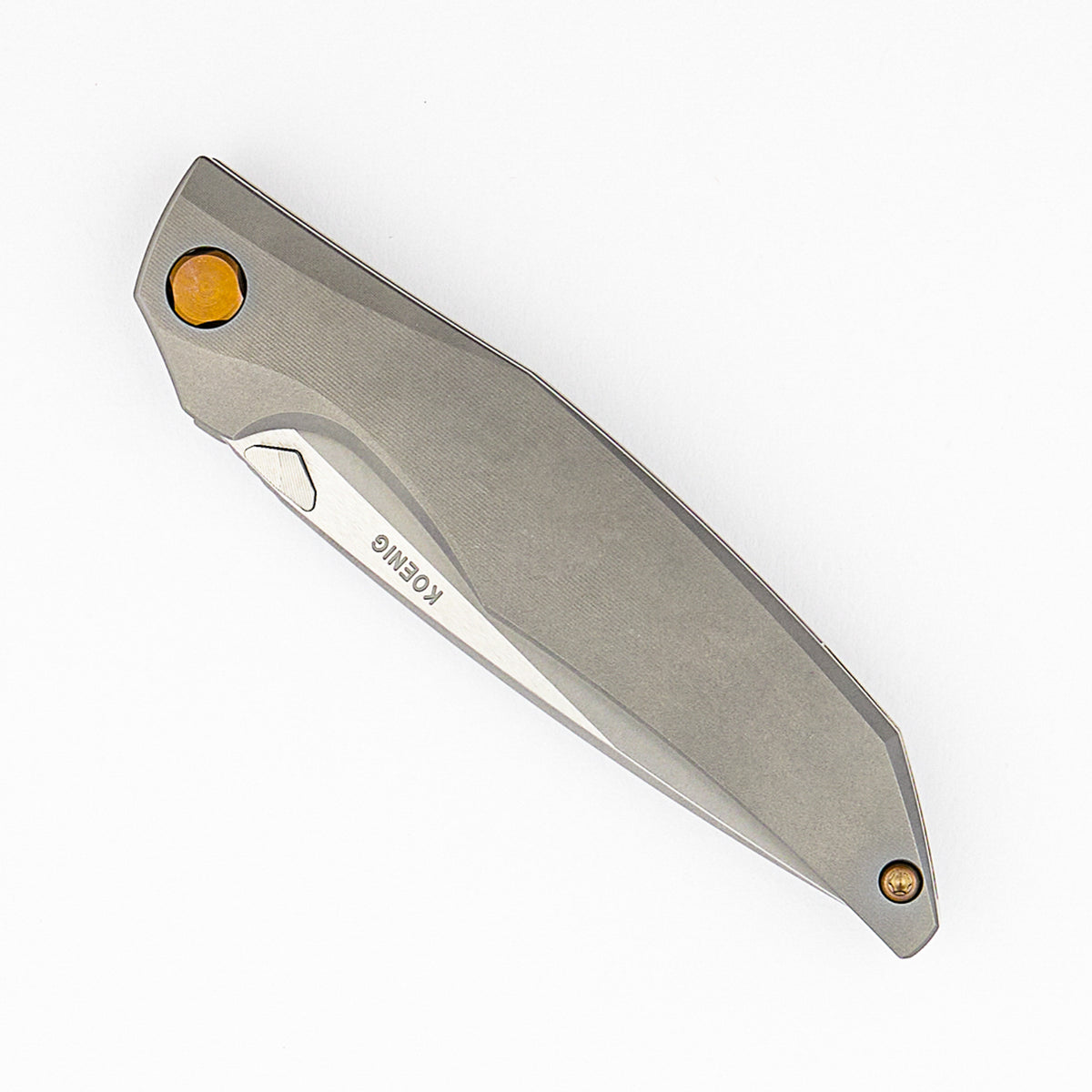 Xenon - Smooth Titanium Handle - Bronze Hardware - Burnished W/ Polished Flats M390 Blade