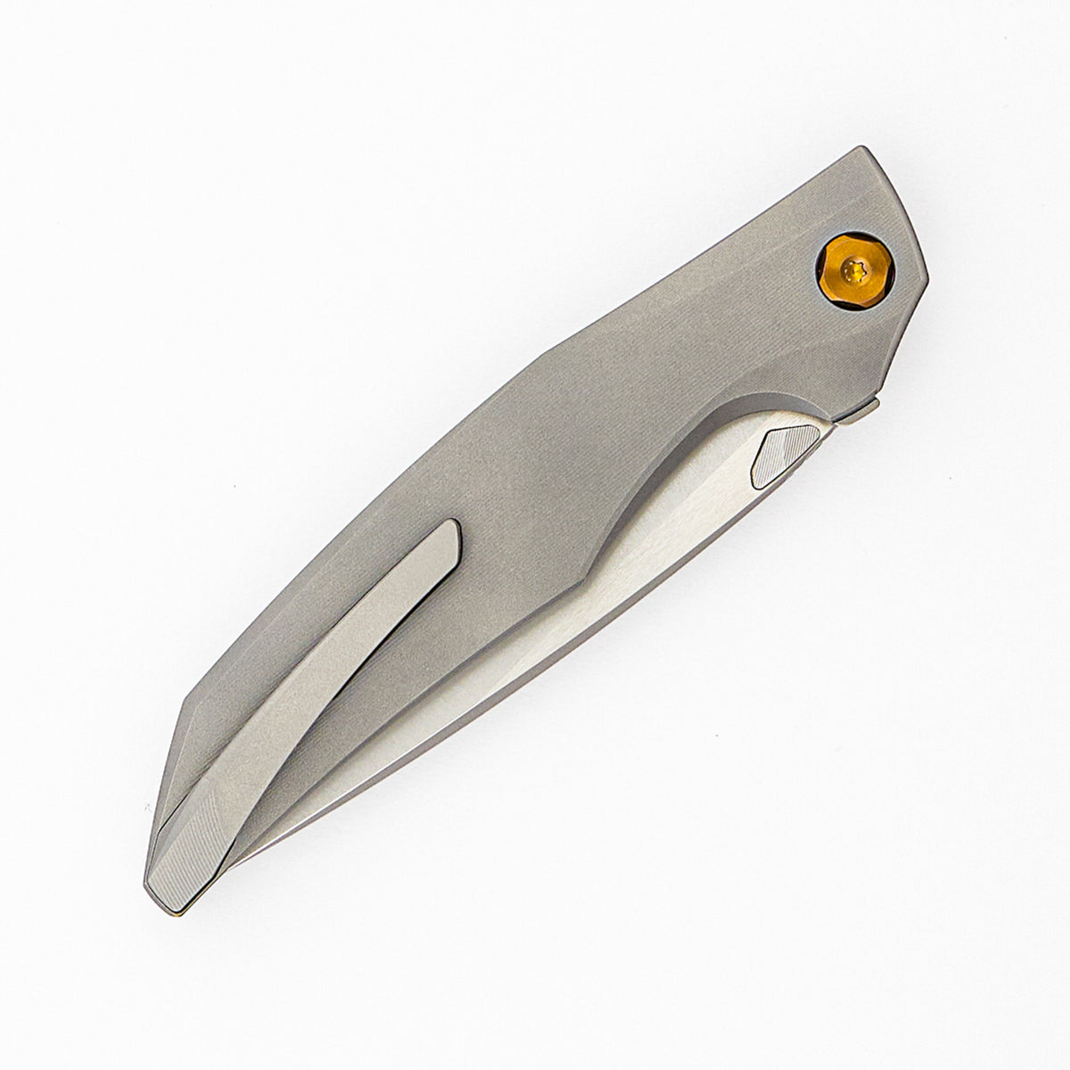 Xenon - Smooth Titanium Handle - Bronze Hardware - Burnished W/ Polished Flats M390 Blade