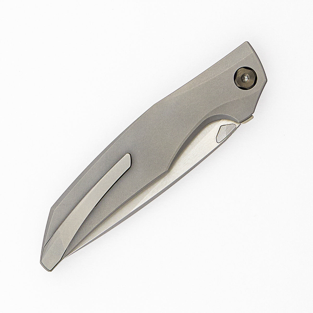 Xenon - Smooth Titanium Handle - DLC Hardware - Burnished W/ Polished Flats M390 Blade
