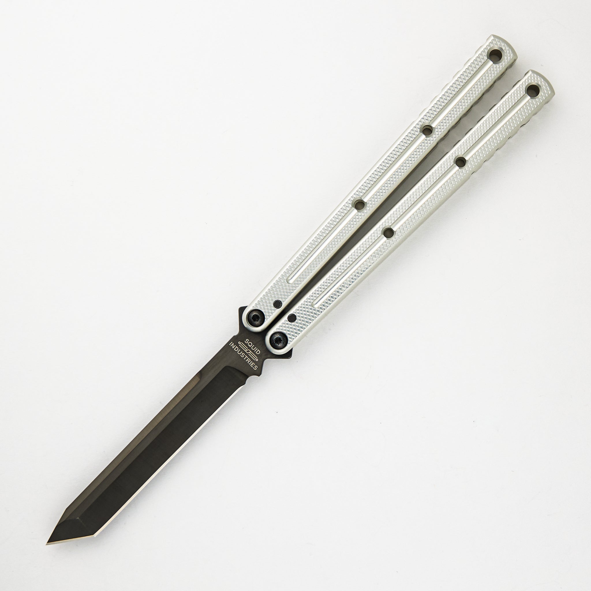 Squid Industries Krake Raken - Inked Tanto Blade - Silver Aluminum Handle - V3