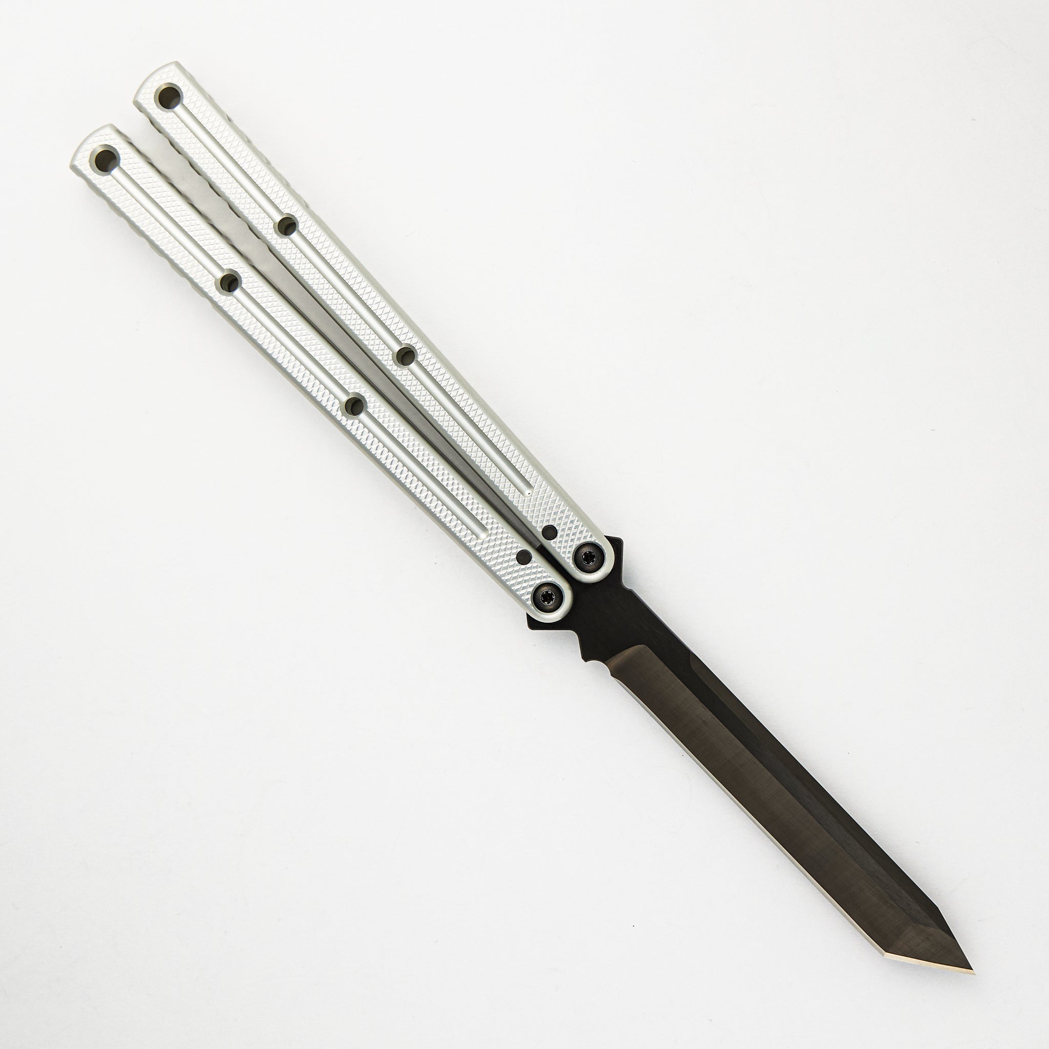Krake Raken - Inked Tanto Blade - Silver Aluminum Handle - V3