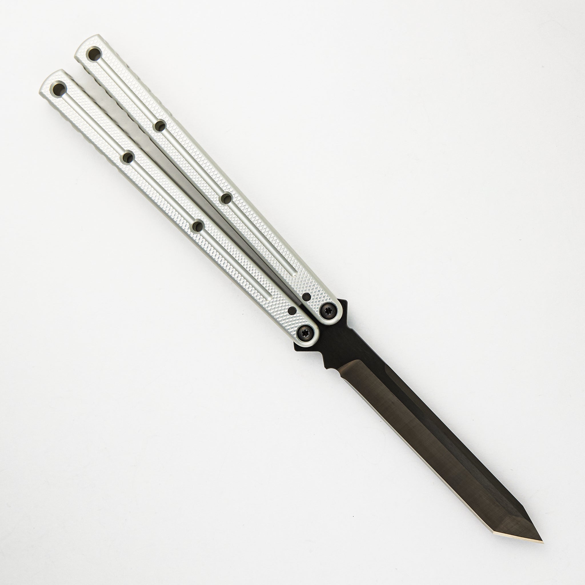 Squid Industries Krake Raken - Inked Tanto Blade - Silver Aluminum Handle - V3