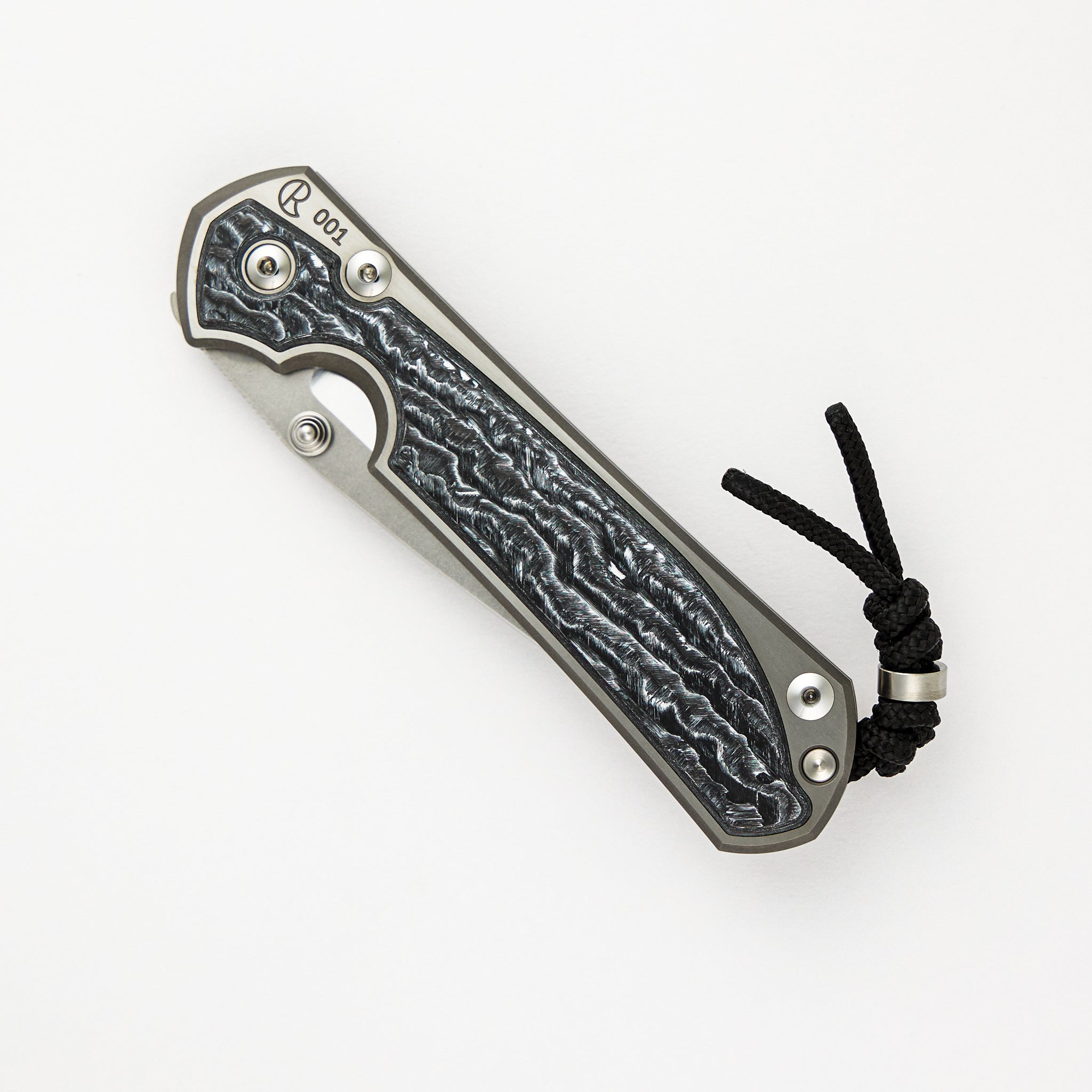 Large Sebenza 31 - White CarboTi Inlay - Polished Drop Point CPM MagnaCut Blade - Silver Double Lugs - 2024 R1 Invitational