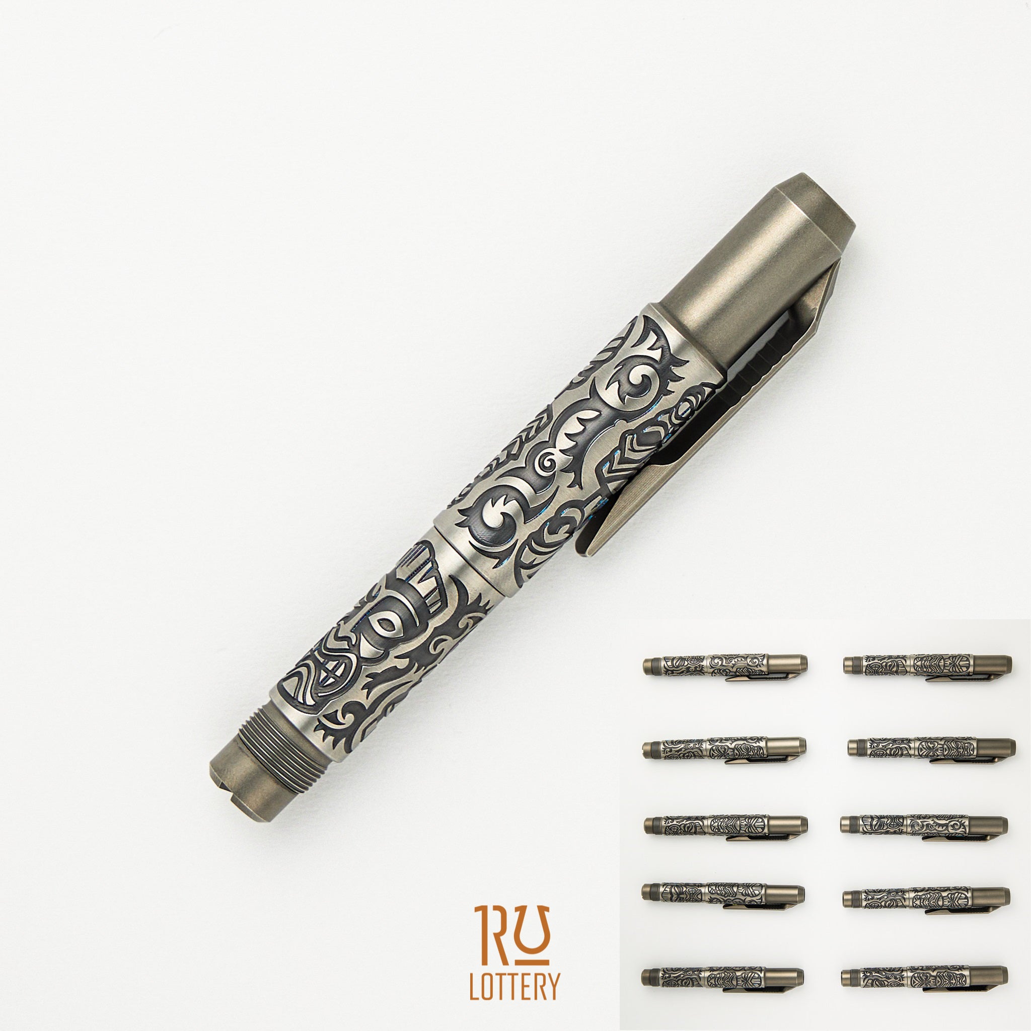Shirogorov Knives / Ti2 Design Titanium Tool Pen - "Tiki" Engraved - Completed