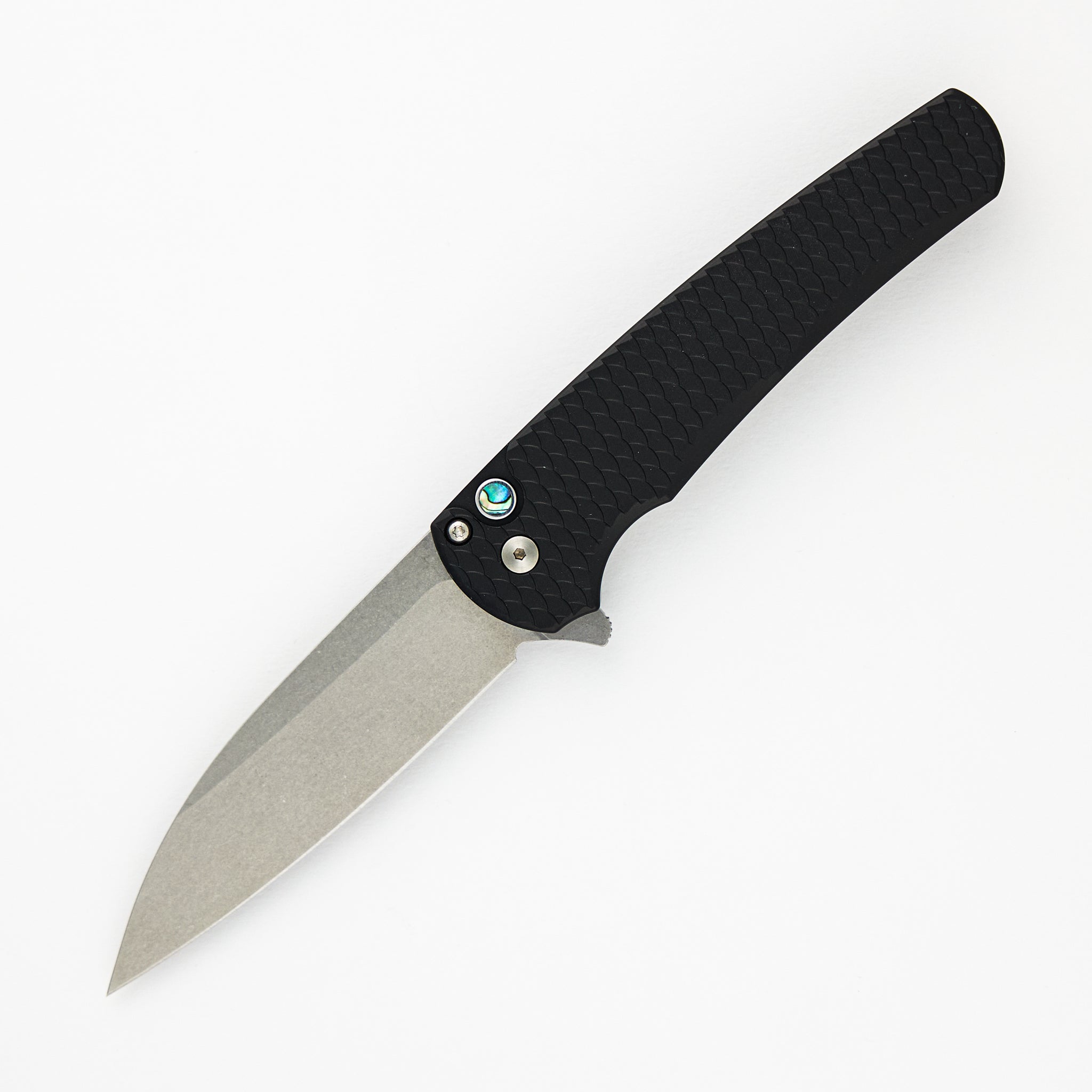 Malibu - CCKS Spring 2024 Ltd. - "Dragon Scale" Textured Handle - Stonewash MagnaCut Wharncliffe Blade - Abalone Button