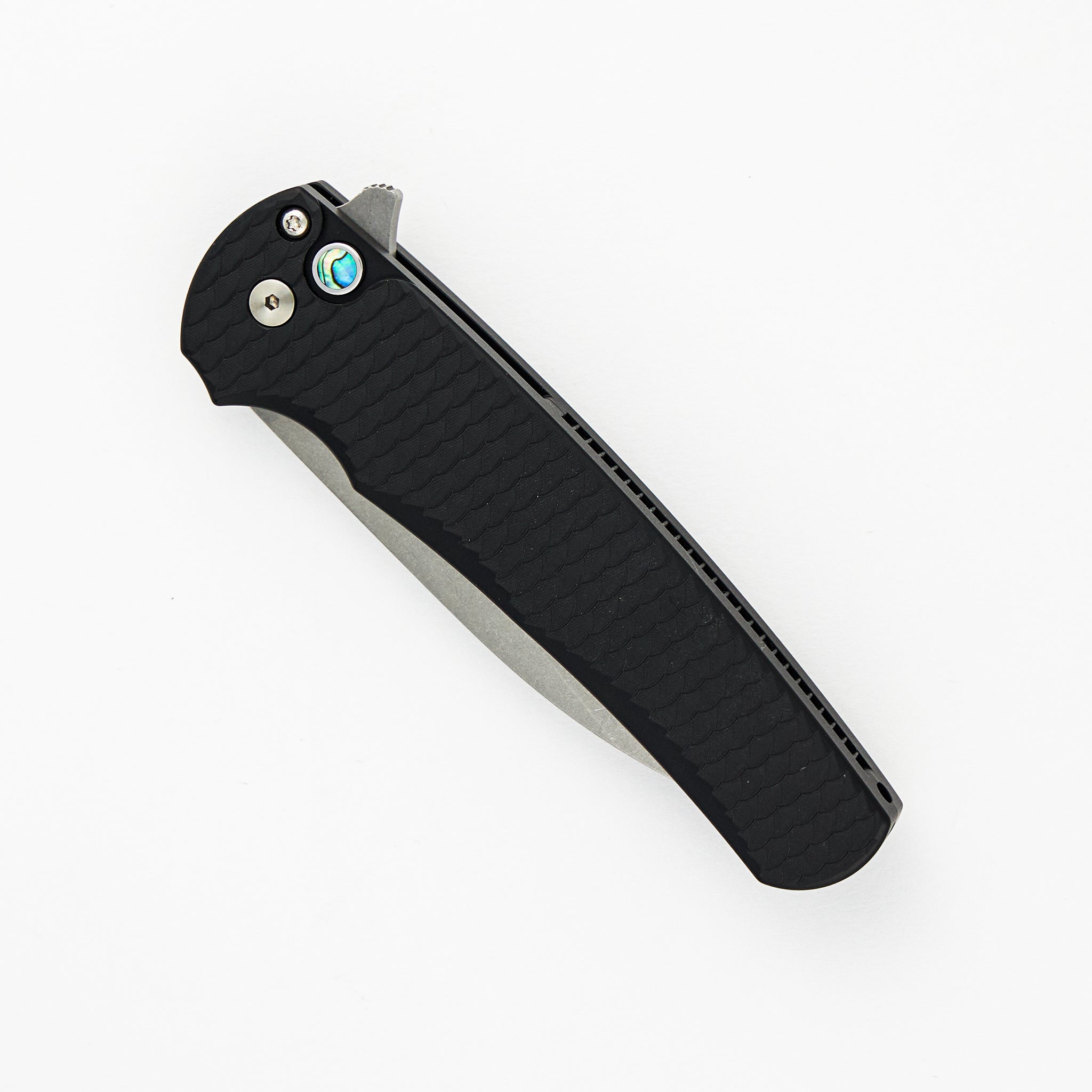 Malibu - CCKS Spring 2024 Ltd. - "Dragon Scale" Textured Handle - Stonewash MagnaCut Wharncliffe Blade - Abalone Button