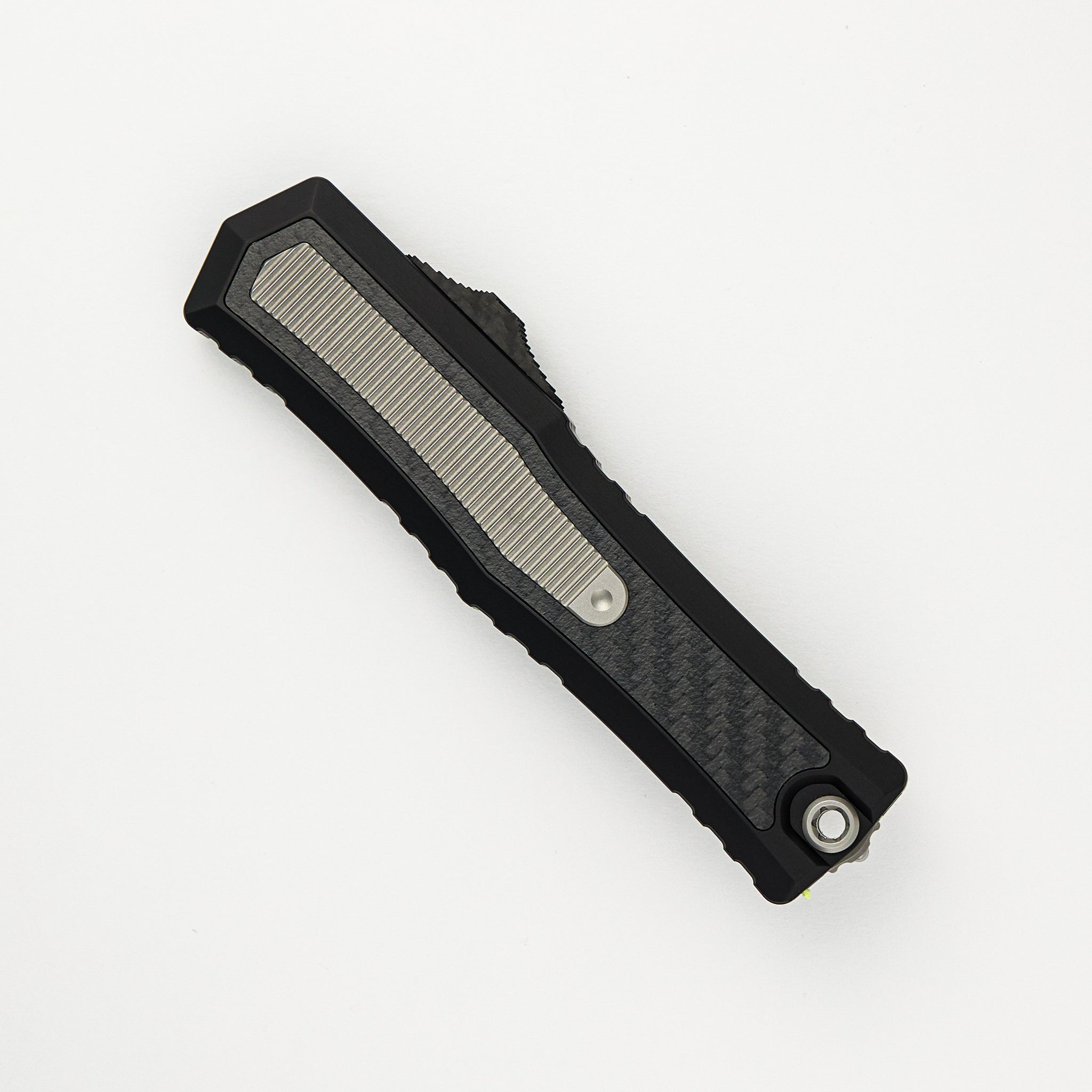 Marfione Custom Knives Atreus - D/E Cryo Ice Finish M390MK Blade - Mil-Spec Aircraft Alloy W/ Carbon Fiber and Titanium Inlays