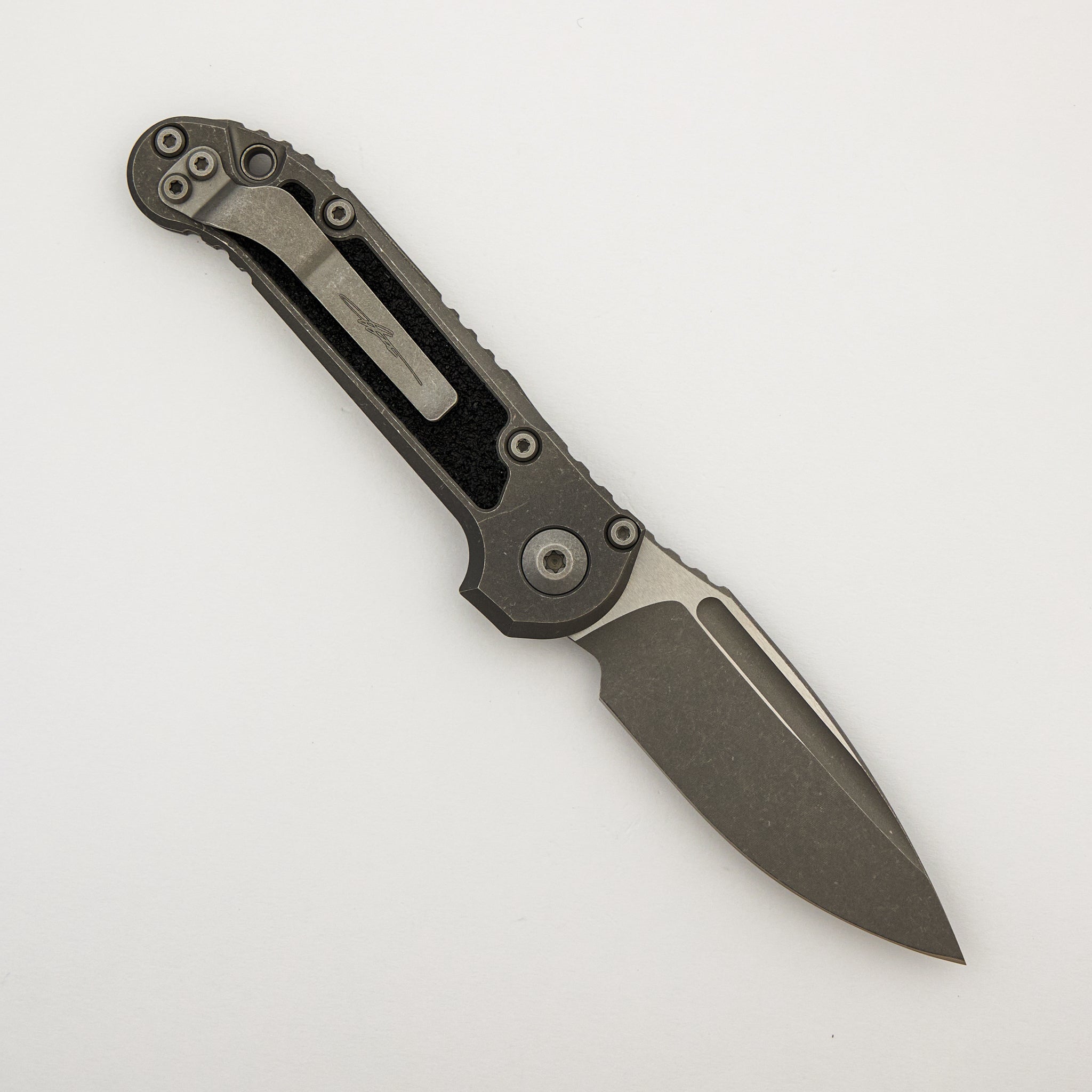 "Marfione Select" L.U.D.T. Clip Point Apocalyptic Finish Titanium W/ Textured Inlay 1135-10APMS2