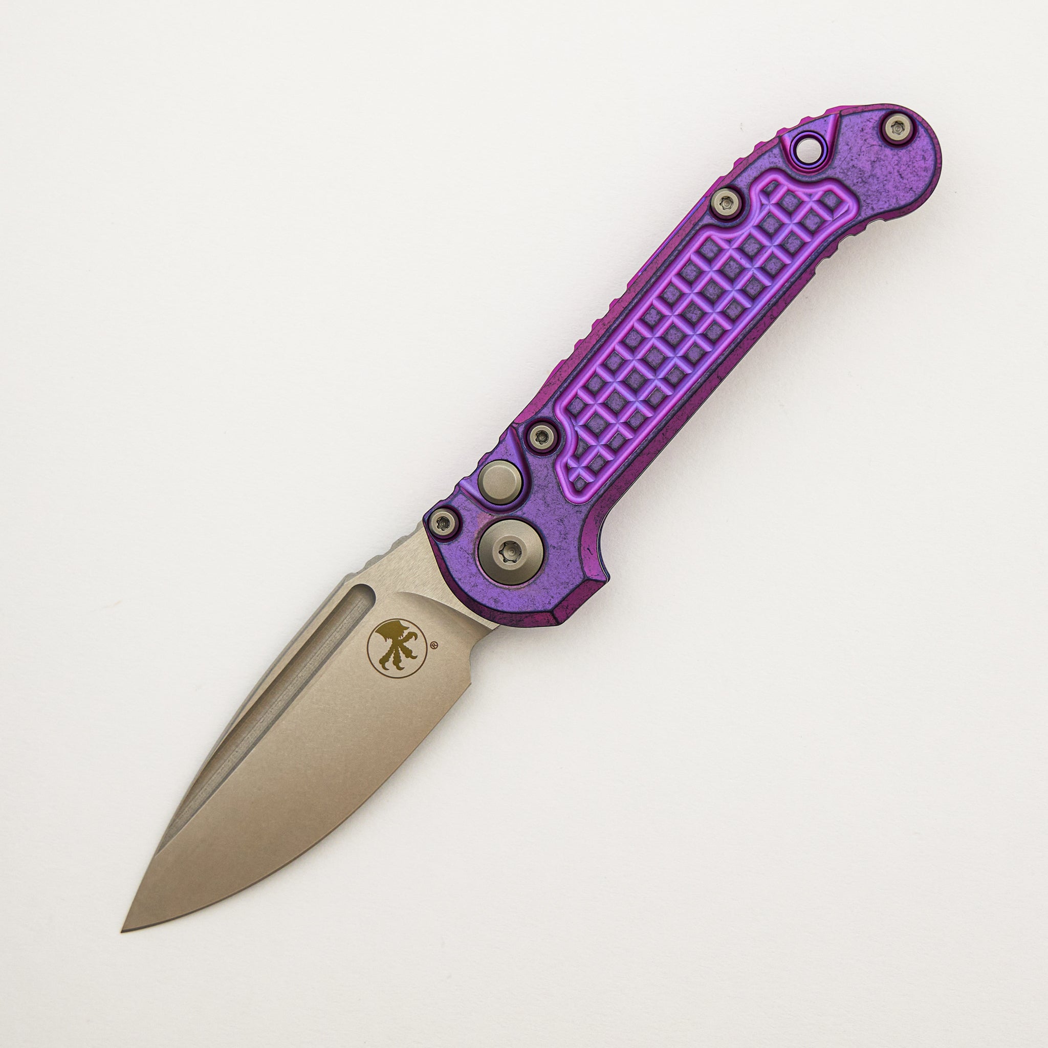 "Marfione Select" L.U.D.T. Clip Point Stonewash Finish Purple Haze Anodized Frag Pattern Titanium W/ Purple Accent 1135-10FRMS5