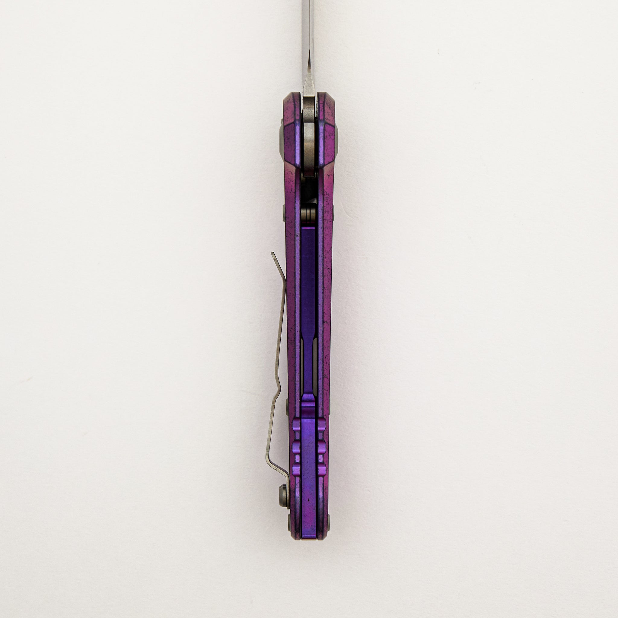 "Marfione Select" L.U.D.T. Clip Point Stonewash Finish Purple Haze Anodized Frag Pattern Titanium W/ Purple Accent 1135-10FRMS5