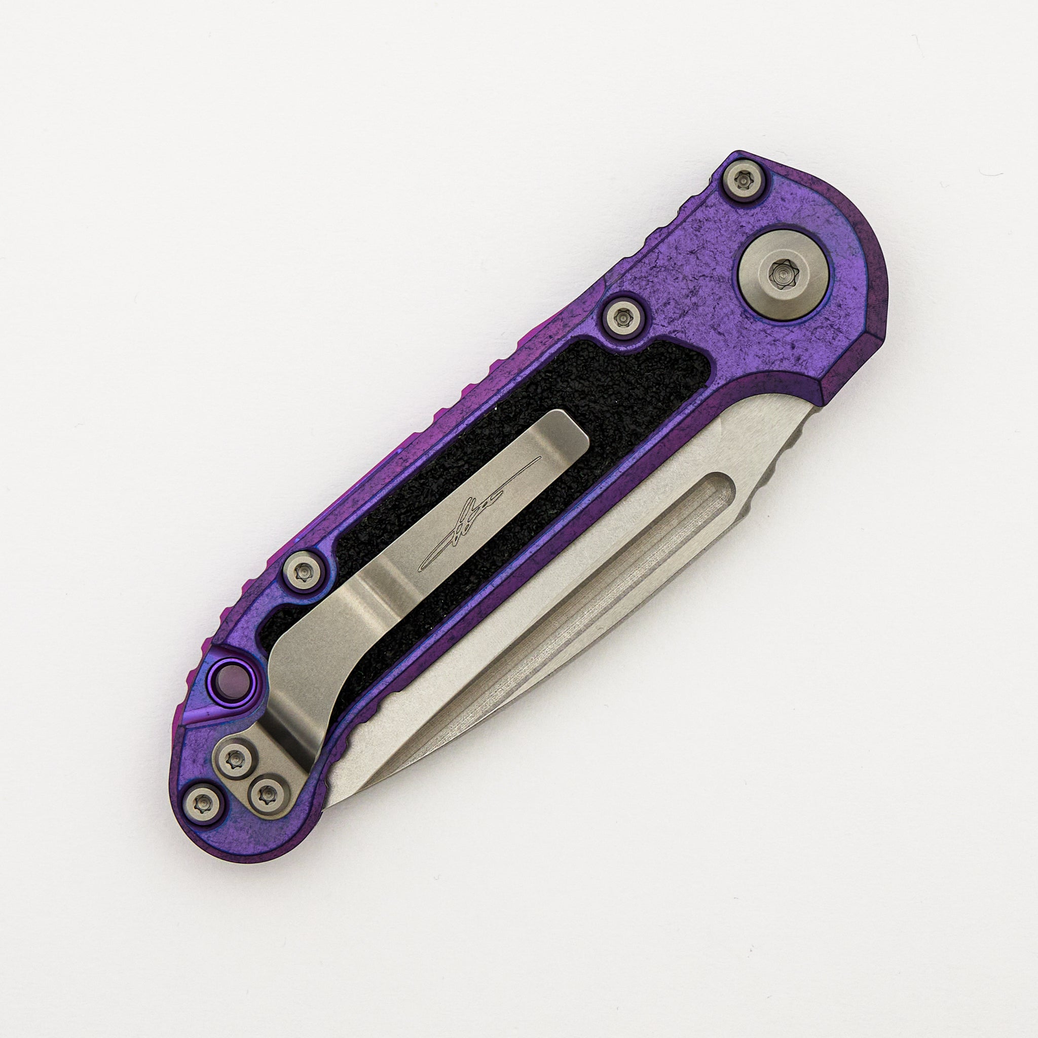 "Marfione Select" L.U.D.T. Clip Point Stonewash Finish Purple Haze Anodized Titanium W/ Textured Inlay and Purple Accent 1135-10MS10