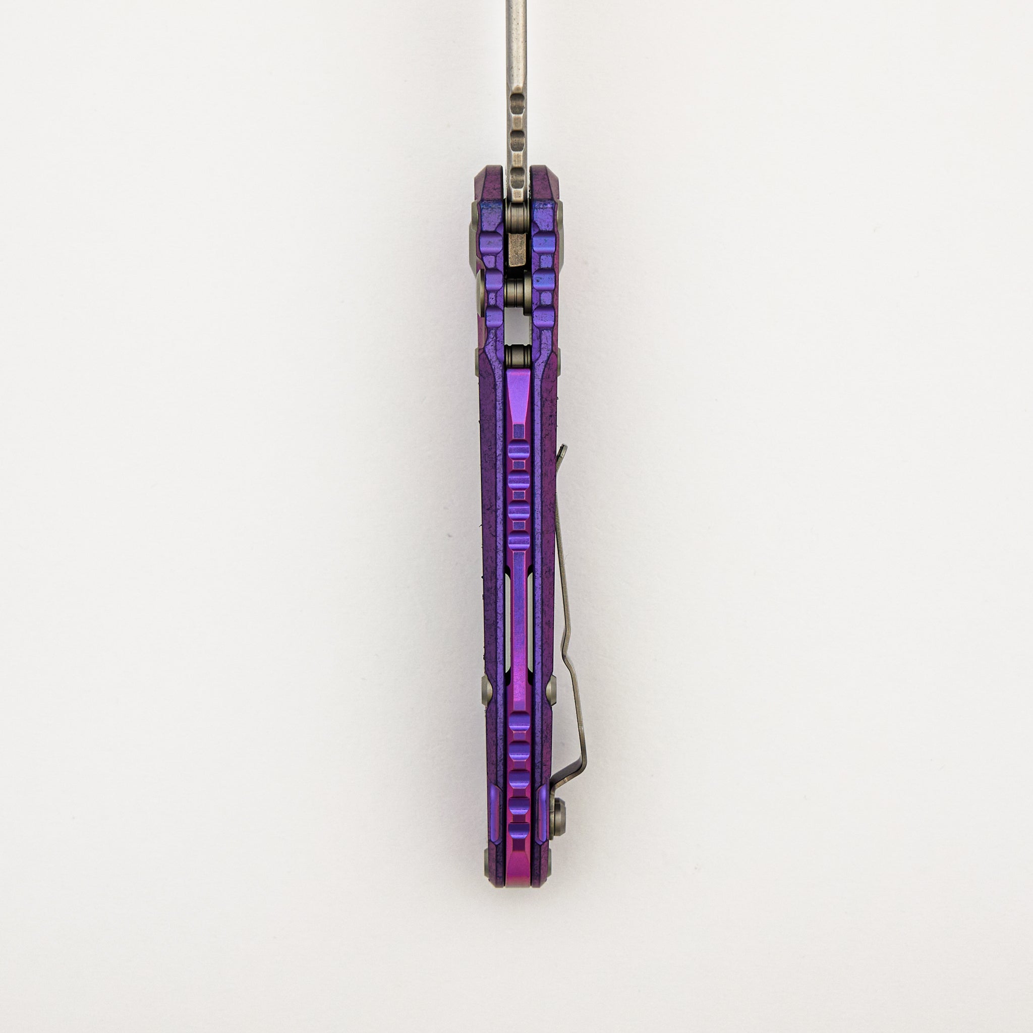 "Marfione Select" L.U.D.T. Clip Point Stonewash Finish Purple Haze Anodized Titanium W/ Textured Inlay and Purple Accent 1135-10MS10